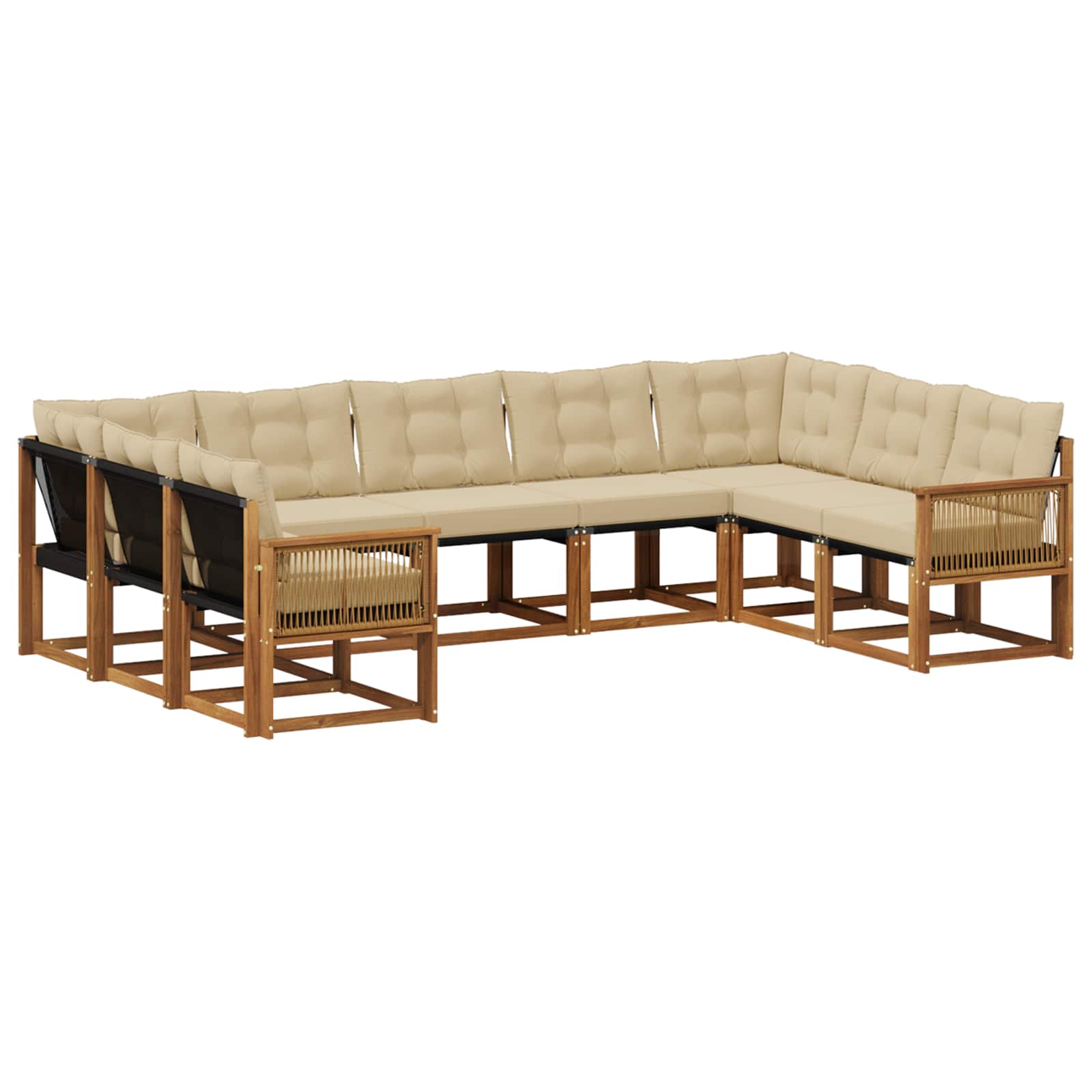 Outdoor-Sofagarnitur mit Kissen 9 pcs Natur und Beige