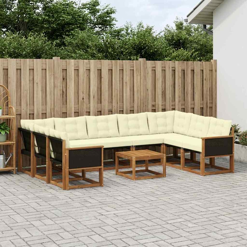 Outdoor-Sofagarnitur 10 stk. Natur und Creme