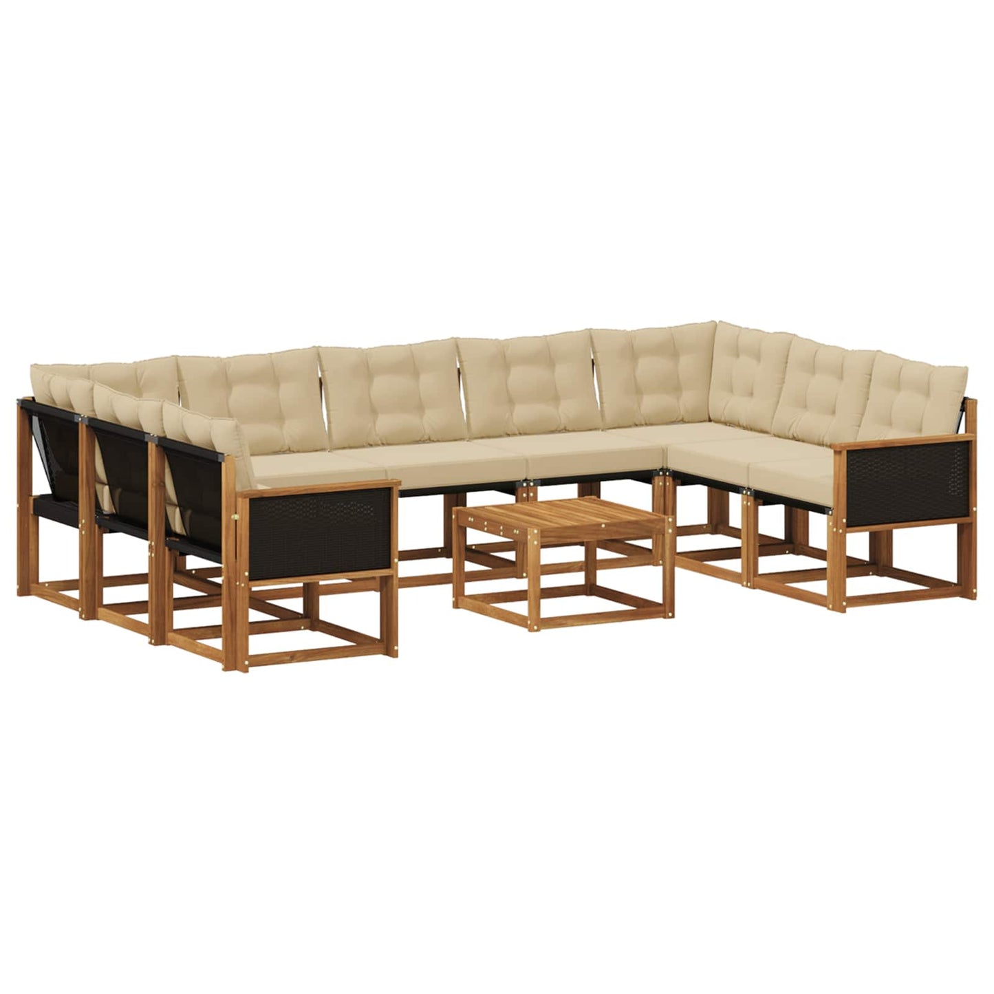 Outdoor-Sofagarnitur mit Kissen 10 pcs Natur und Beige