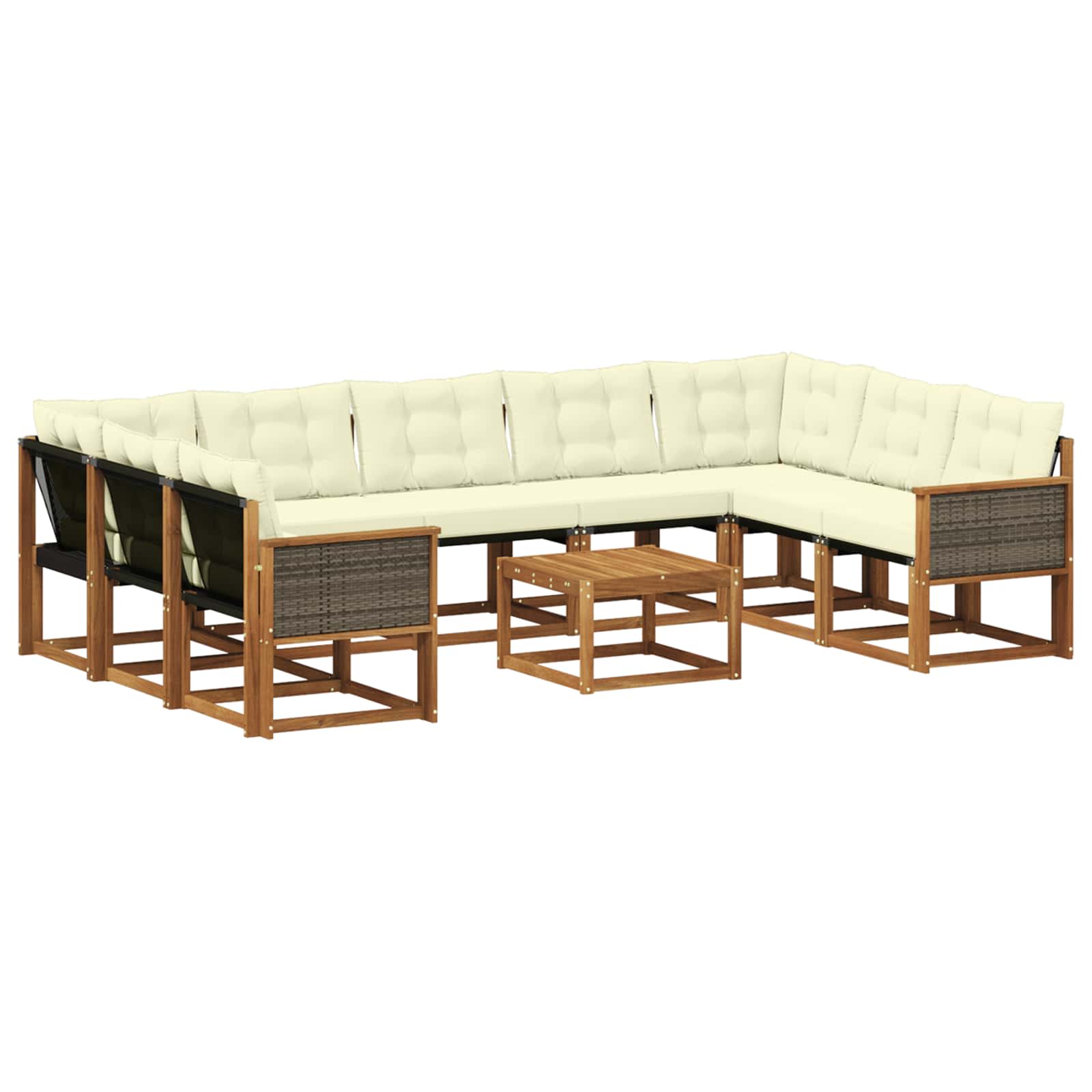 Outdoor-Sofagarnitur mit Kissen 10 pcs Natur und Creme