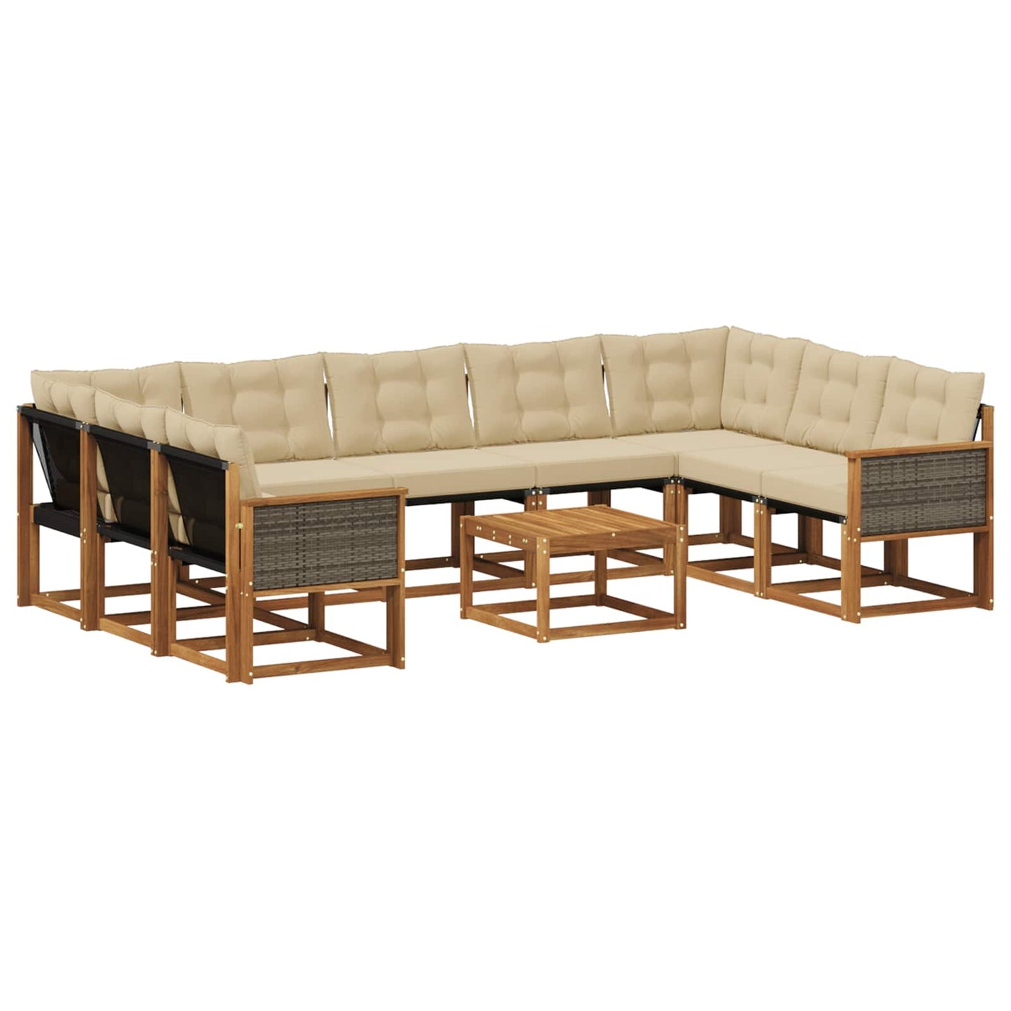 Outdoor-Sofagarnitur mit Kissen 10 pcs Natur und Beige
