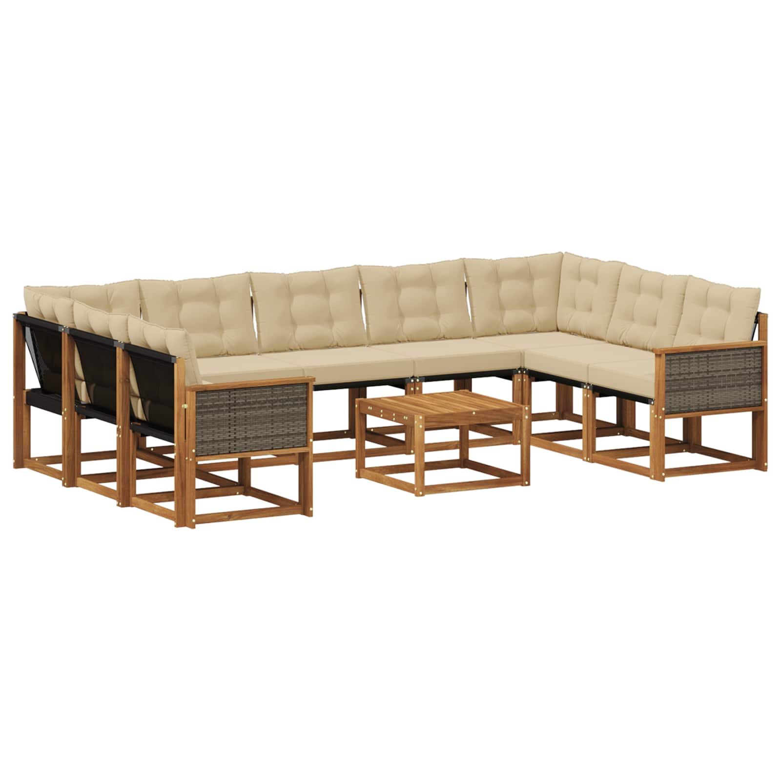 Outdoor-Sofagarnitur mit Kissen 10 pcs Natur und Beige