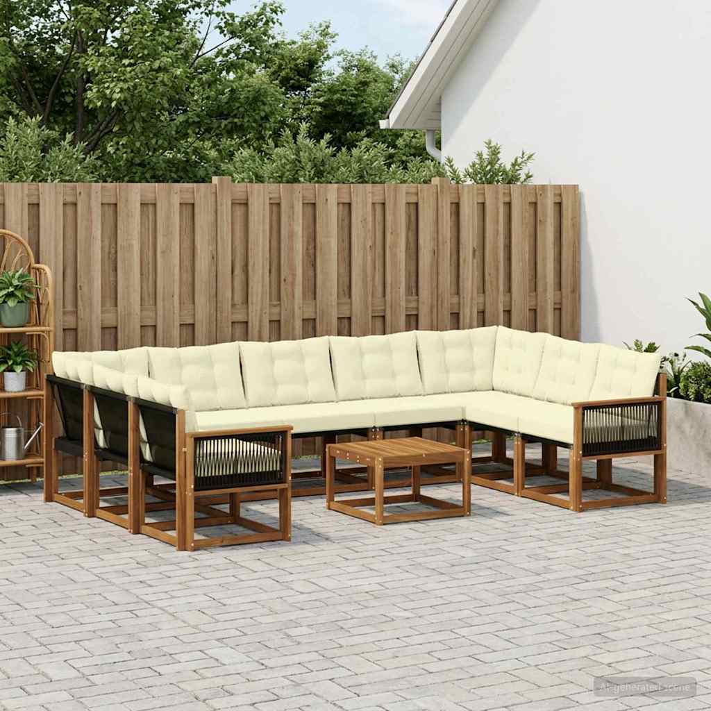 Outdoor-Sofagarnitur 10 stk. Natur und Creme