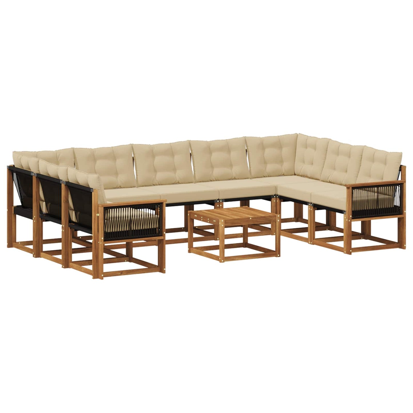 Outdoor-Sofagarnitur mit Kissen 10 pcs Natur und Beige