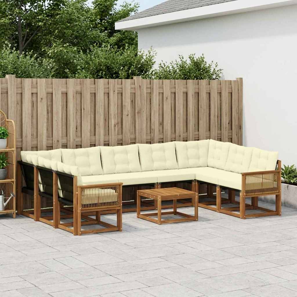 Outdoor-Sofagarnitur mit Kissen 10 pcs Natur und Creme