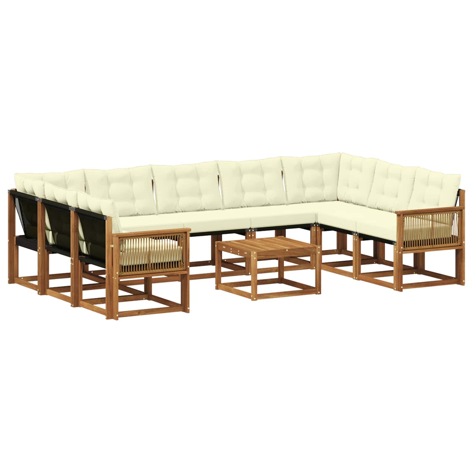 Outdoor-Sofagarnitur mit Kissen 10 pcs Natur und Creme