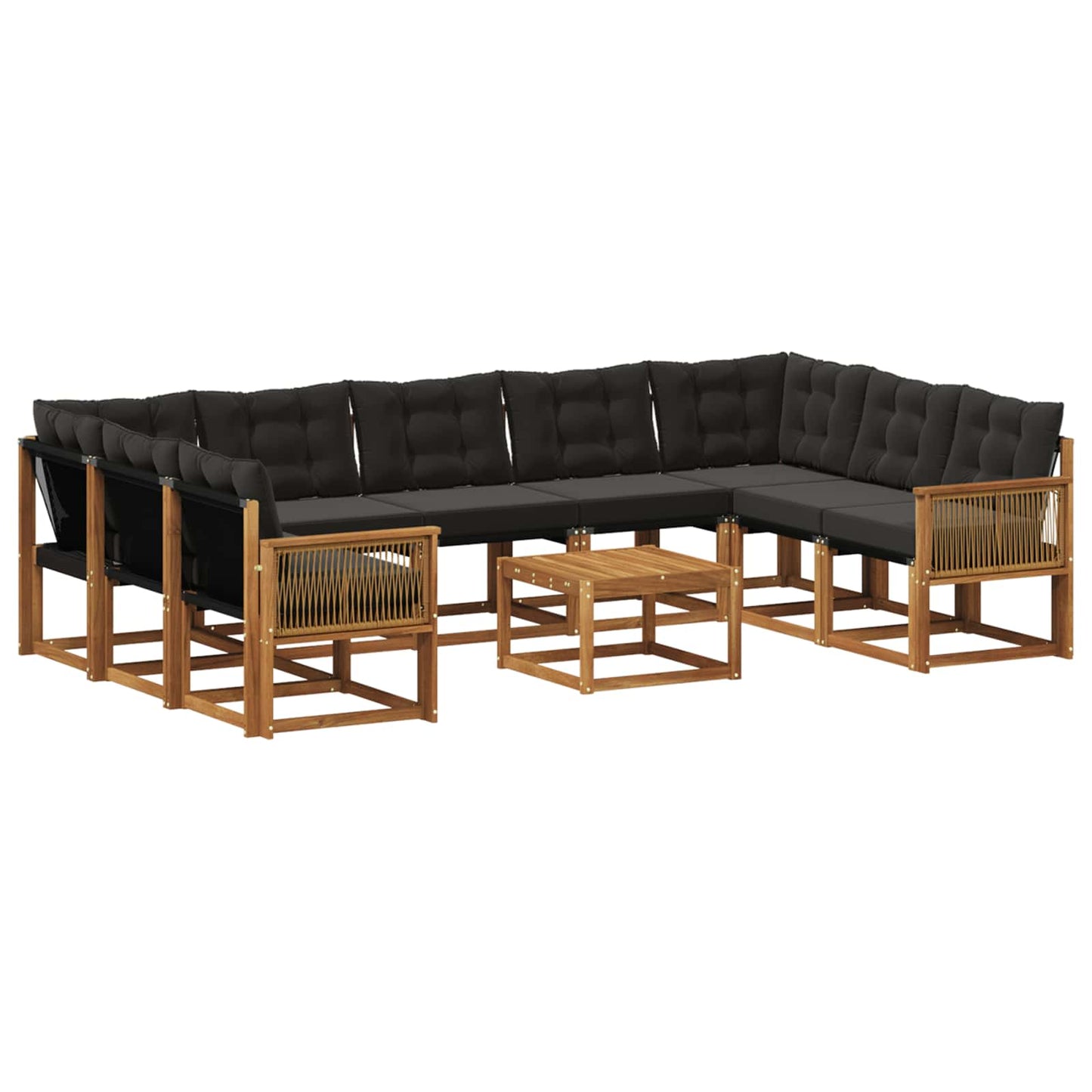 Outdoor-Sofagarnitur mit Kissen 10 pcs Natürlich und Schwarz