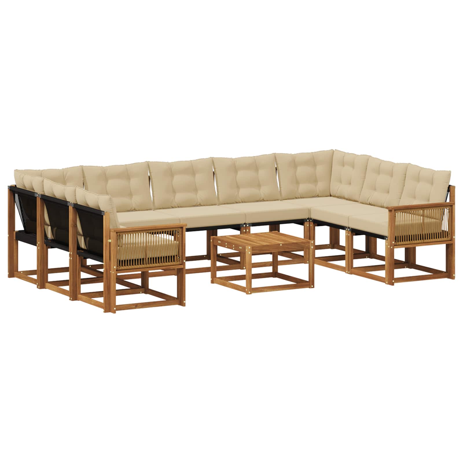 Outdoor-Sofagarnitur mit Kissen 10 pcs Natur und Beige