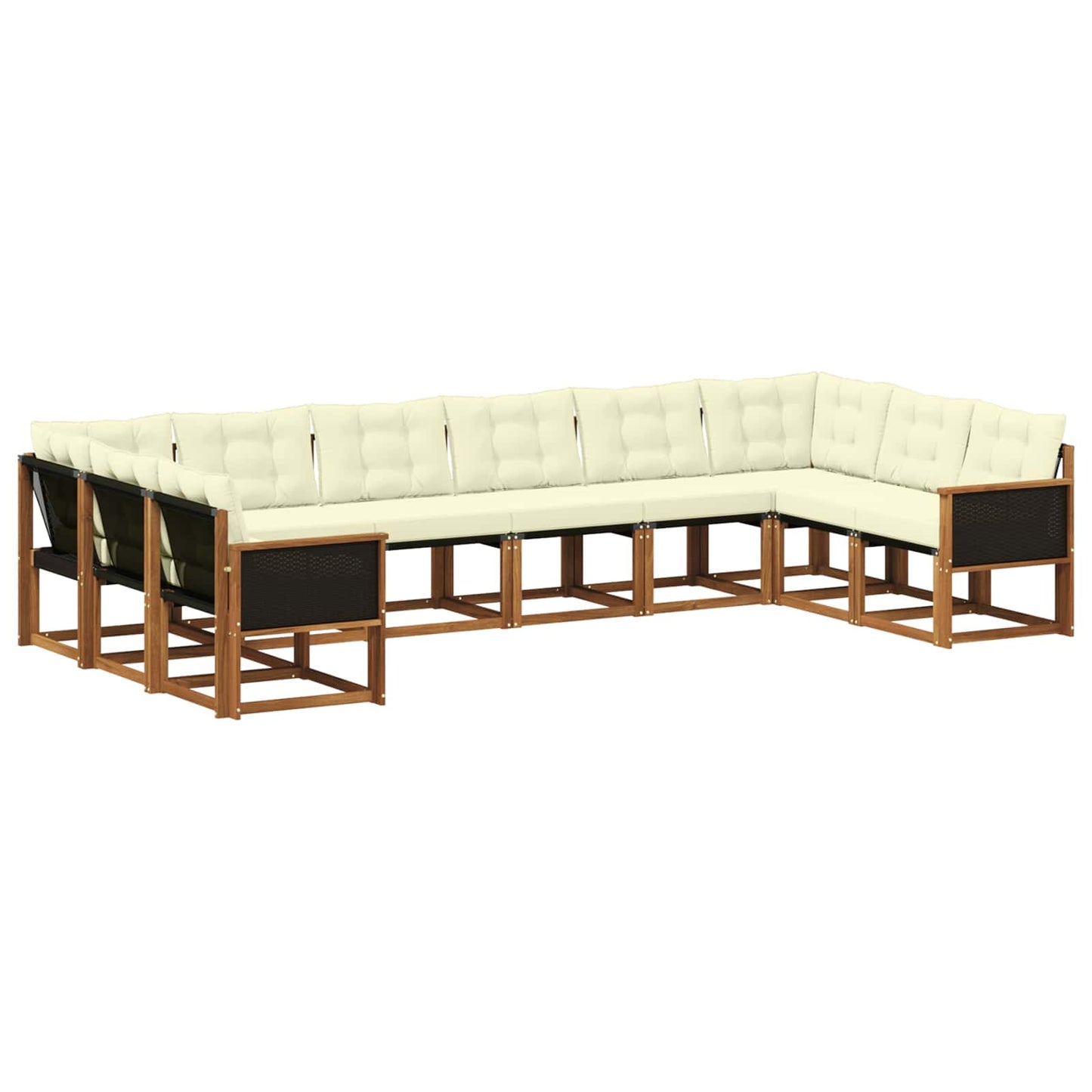 Outdoor-Sofagarnitur mit Kissen 10 pcs Natur und Creme