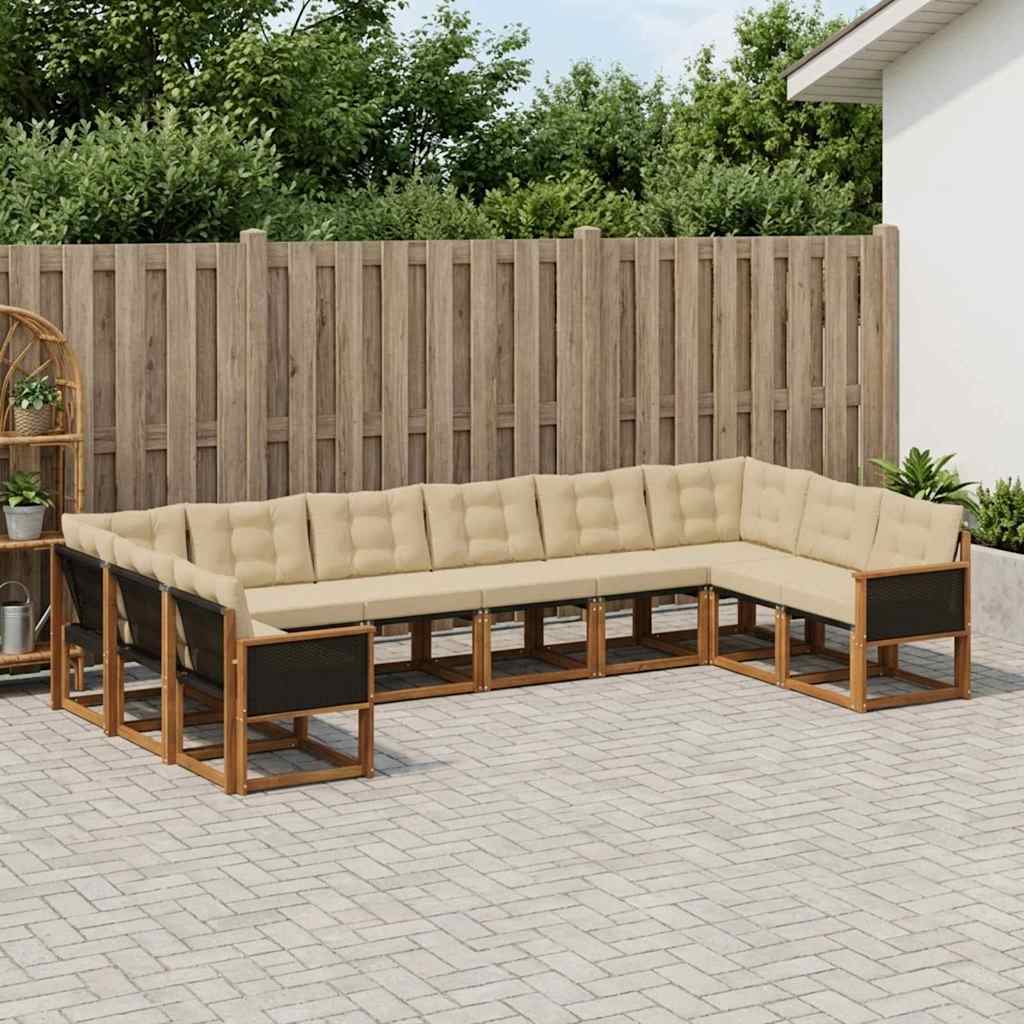 Outdoor-Sofagarnitur 10 stk. Natur und Beige