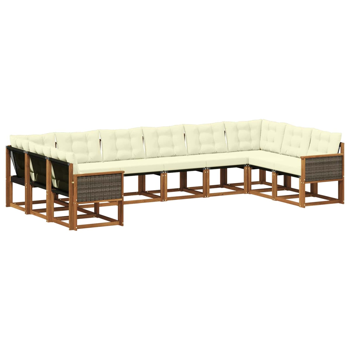 Outdoor-Sofagarnitur mit Kissen 10 pcs Natur und Creme