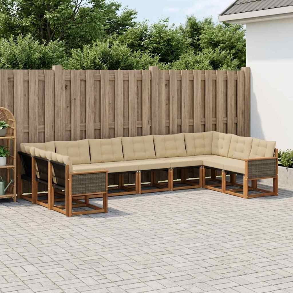 Outdoor-Sofagarnitur 10 stk. Natur und Beige
