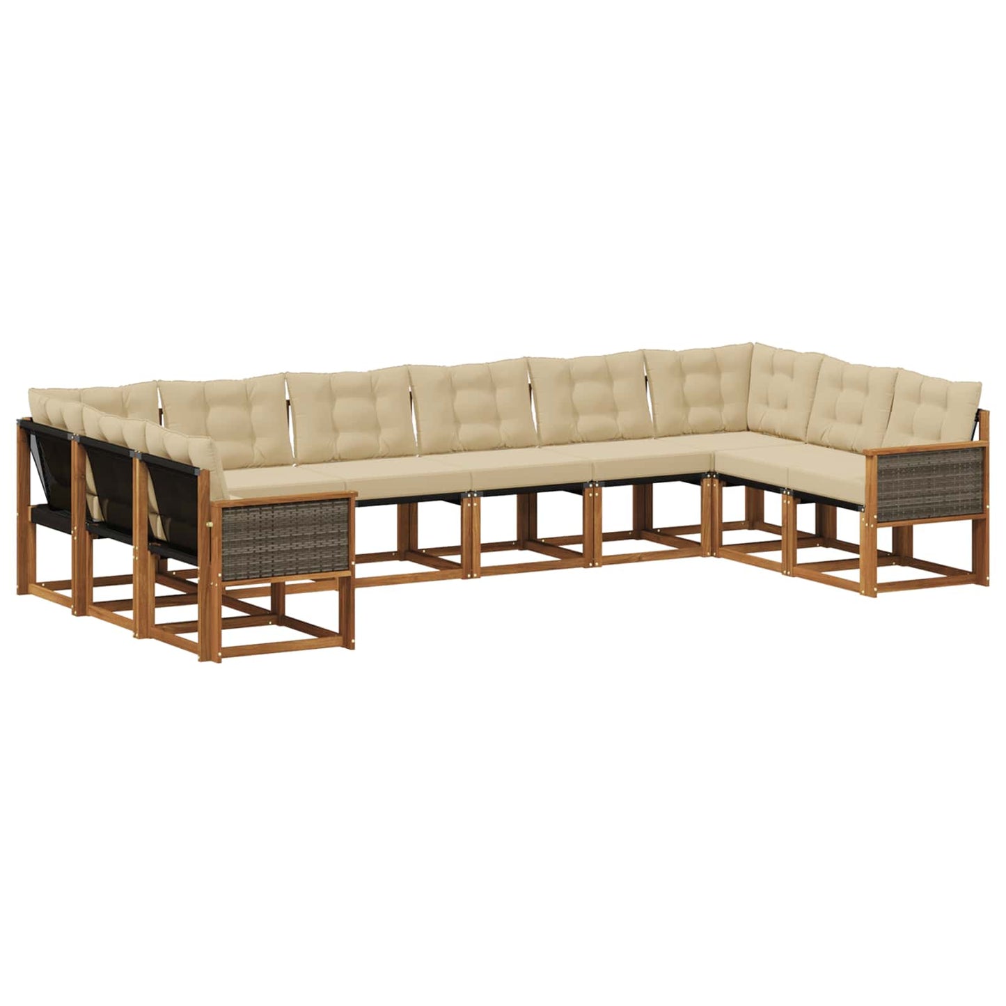 Outdoor-Sofagarnitur 10 stk. Natur und Beige