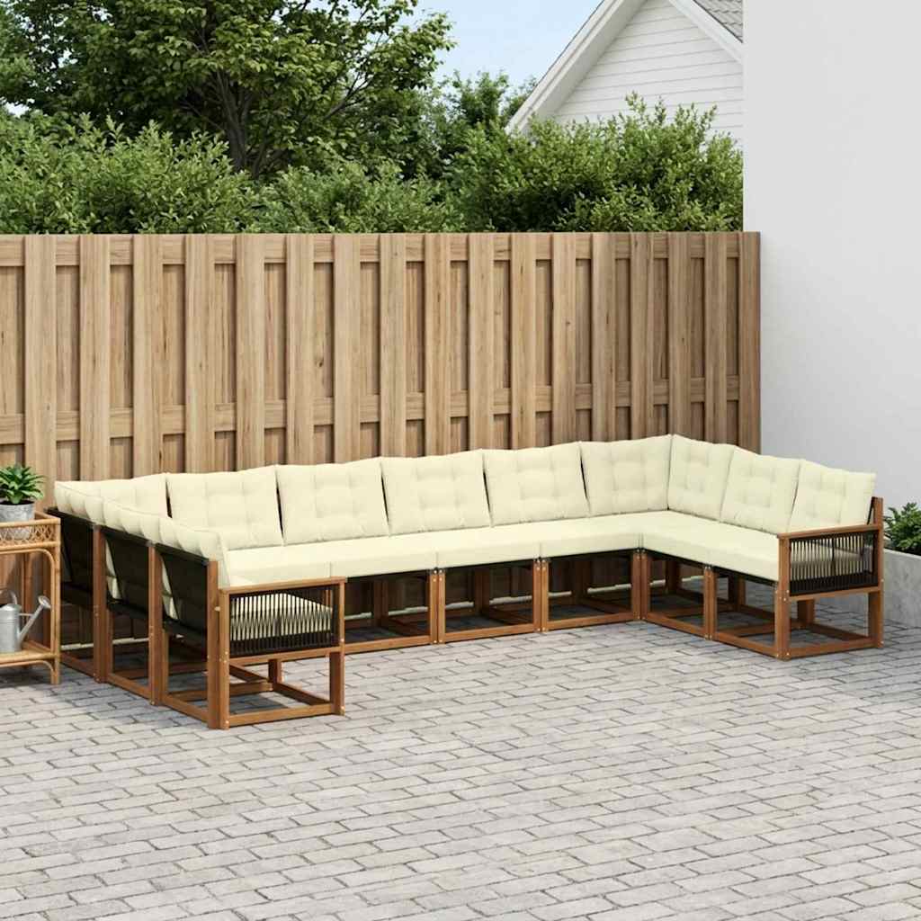Outdoor-Sofagarnitur mit Kissen 10 pcs Natur und Creme