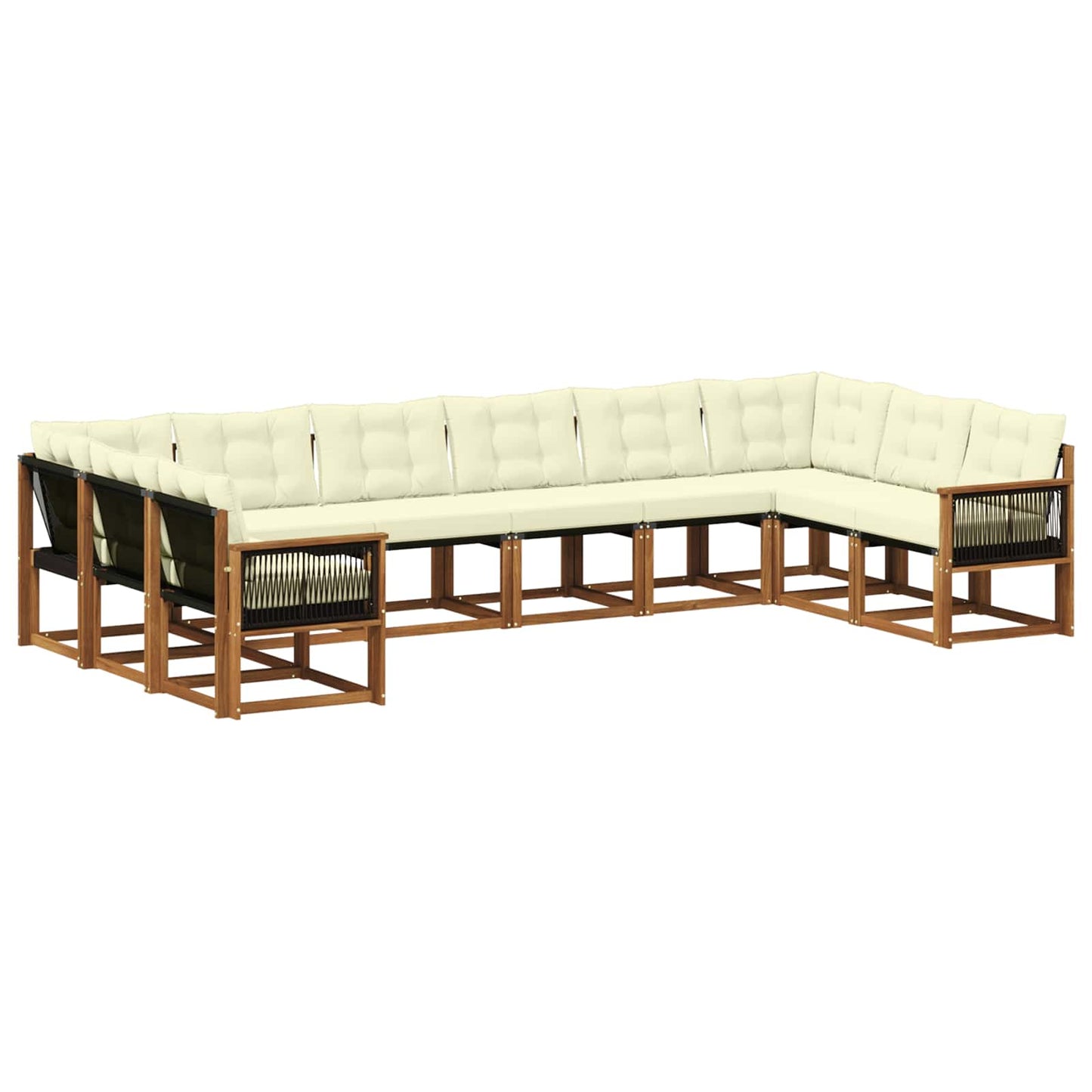 Outdoor-Sofagarnitur mit Kissen 10 pcs Natur und Creme