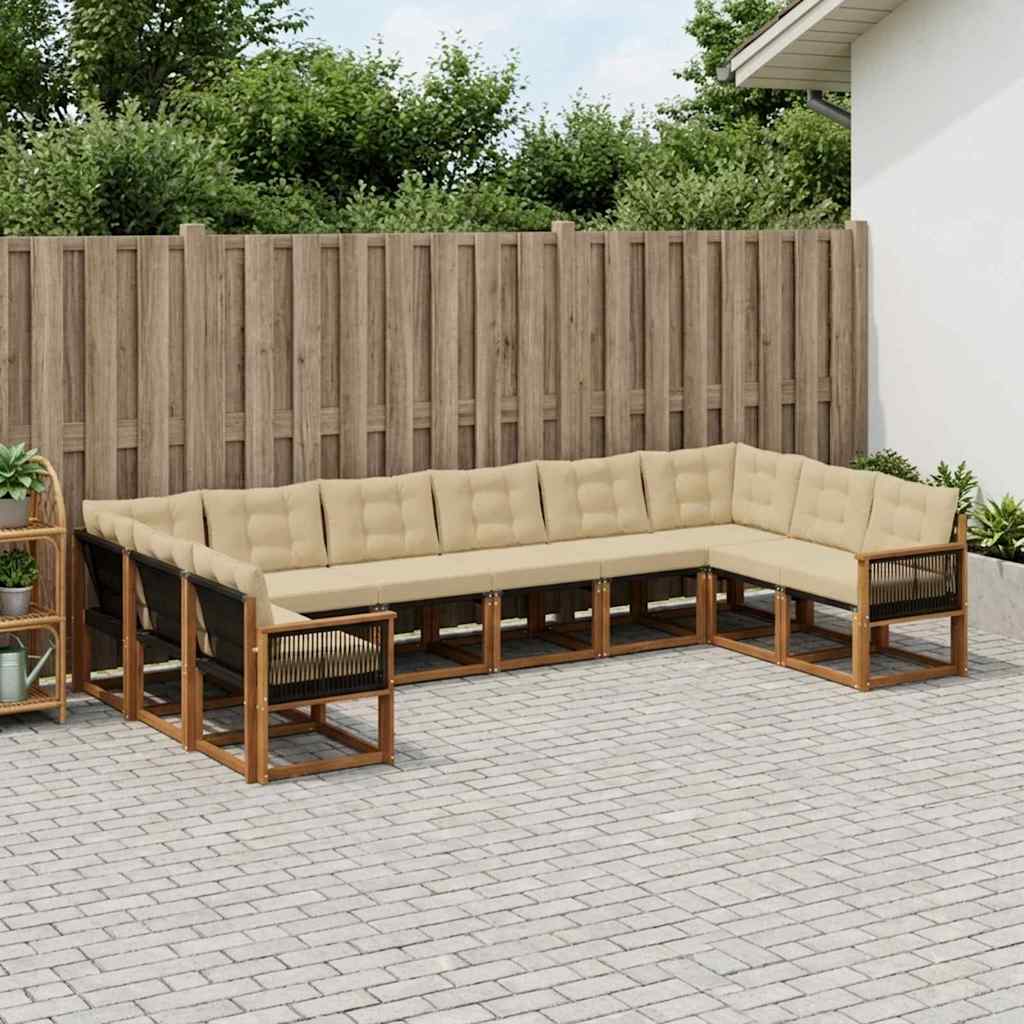 Outdoor-Sofagarnitur 10 stk. Natur und Beige