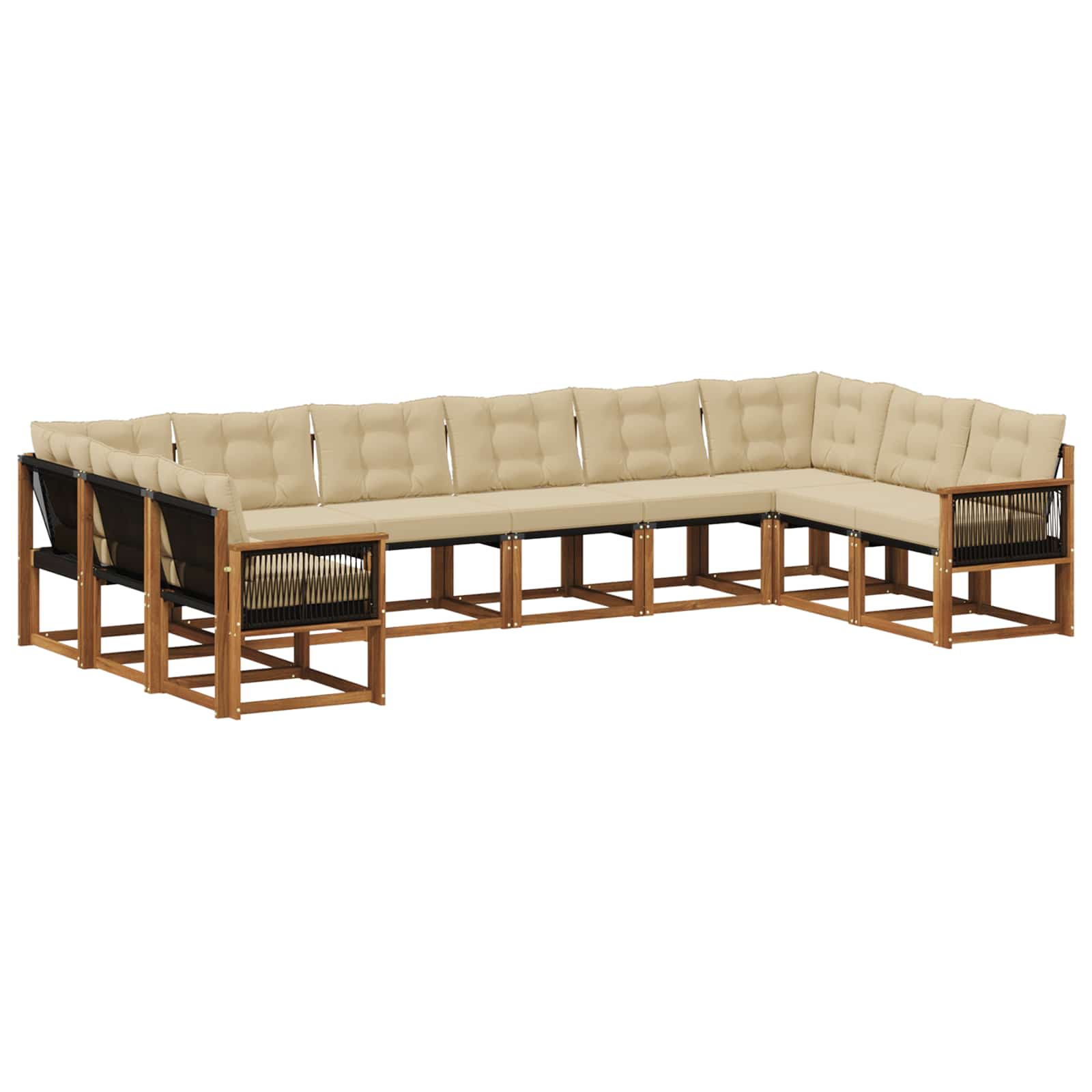 Outdoor-Sofagarnitur 10 stk. Natur und Beige