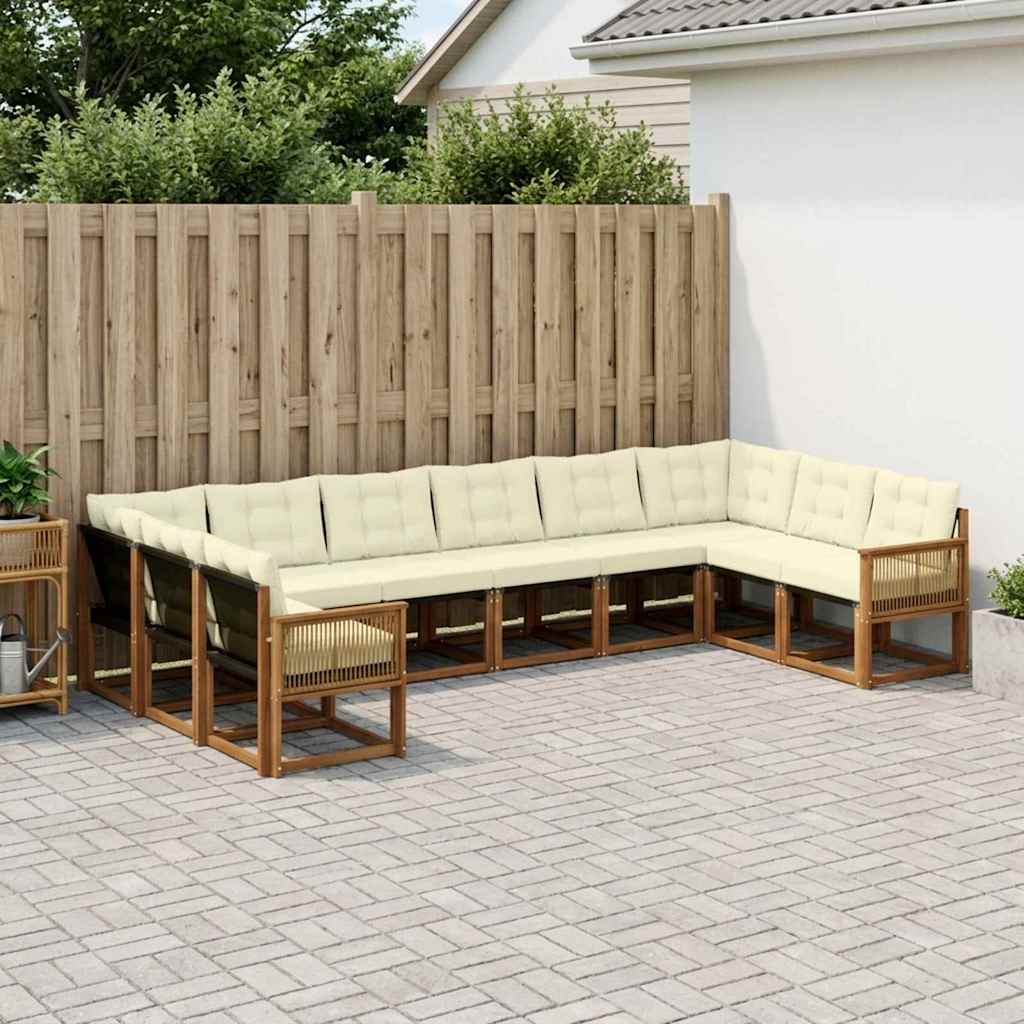 Outdoor-Sofagarnitur 10 stk. Natur und Creme