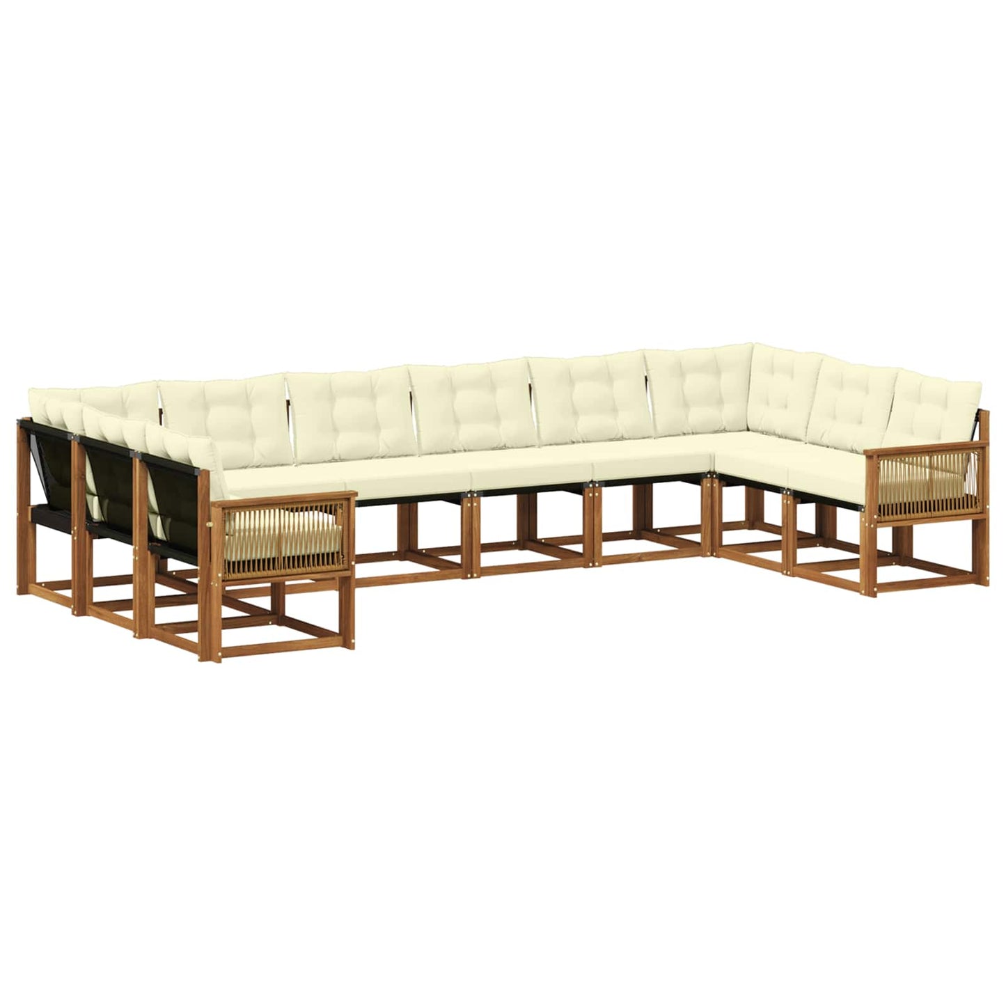 Outdoor-Sofagarnitur 10 stk. Natur und Creme