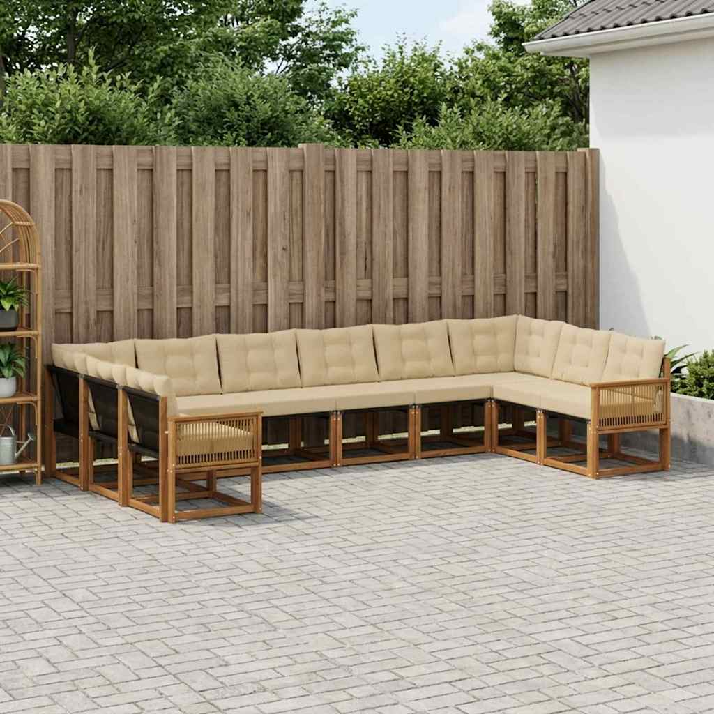 Outdoor-Sofagarnitur 10 stk. Natur und Beige