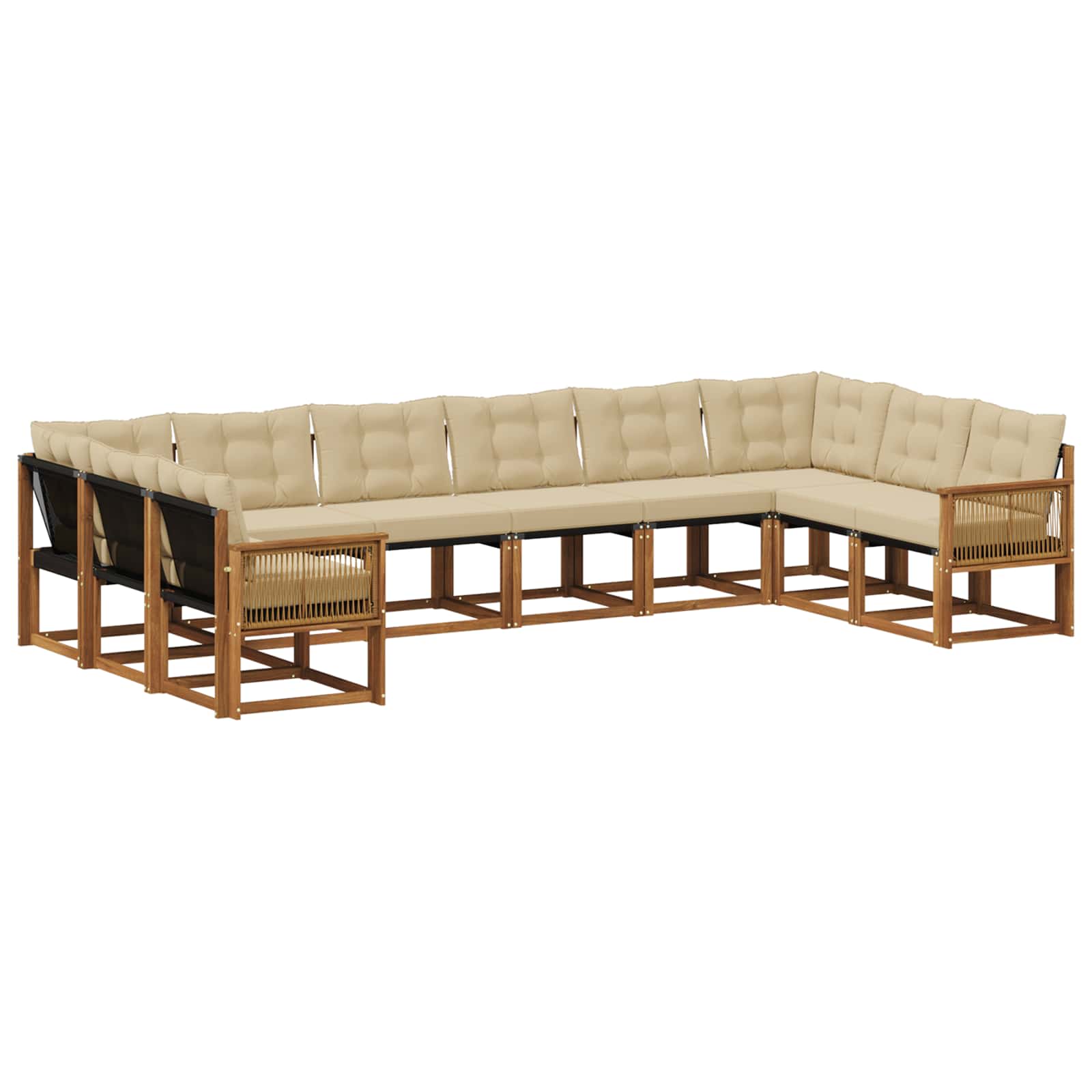 Outdoor-Sofagarnitur 10 stk. Natur und Beige