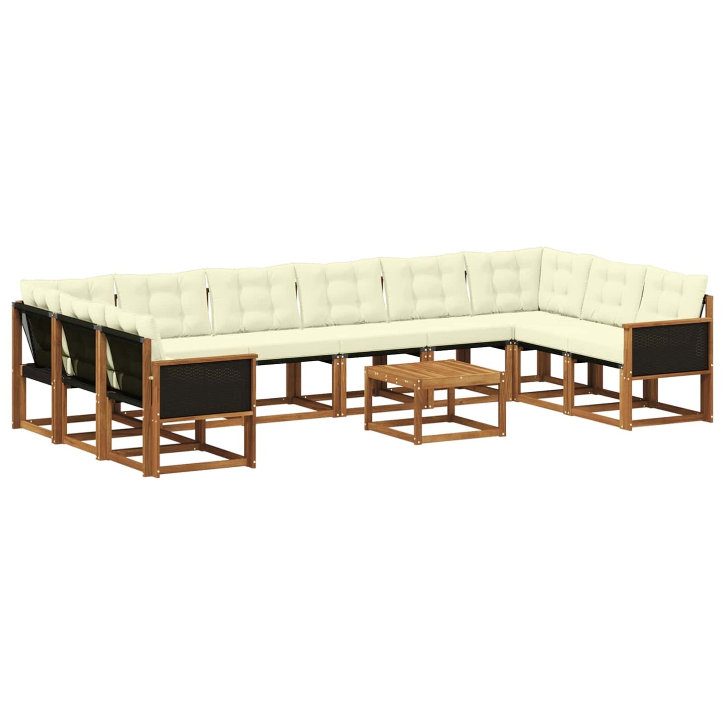 Outdoor-Sofagarnitur mit Kissen 11 pcs Natur und Creme