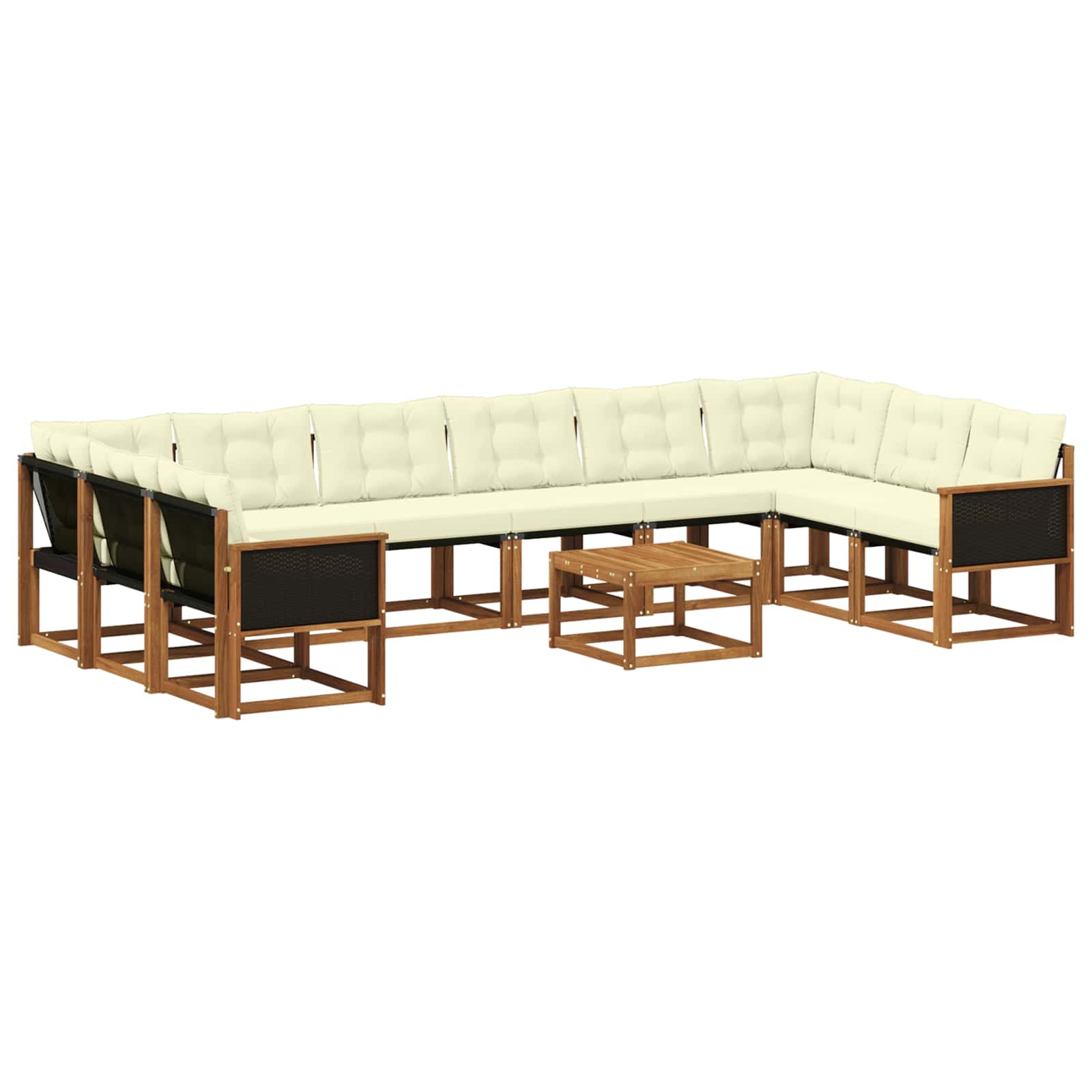 Outdoor-Sofagarnitur mit Kissen 11 pcs Natur und Creme