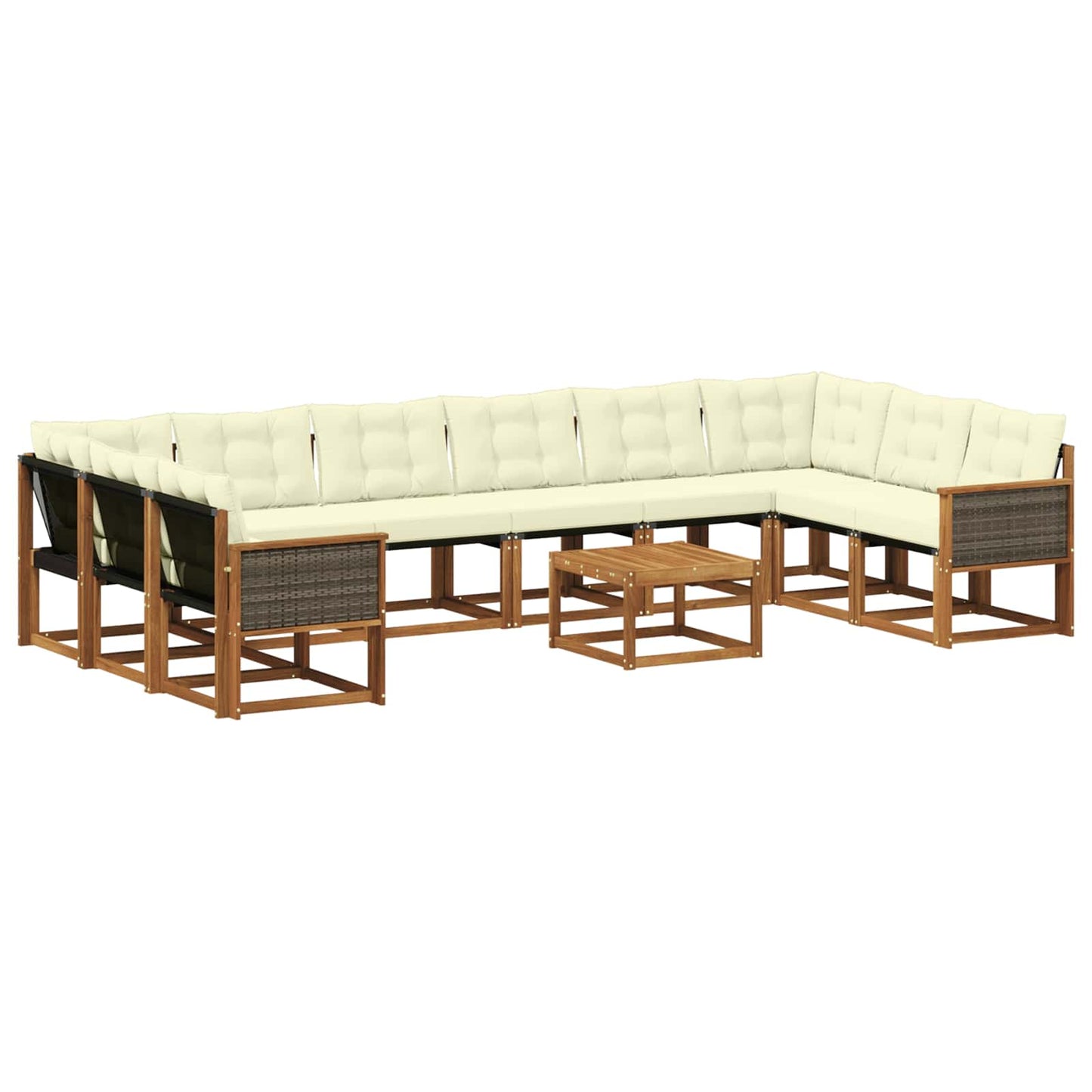 Outdoor-Sofagarnitur mit Kissen 11 pcs Natur und Creme