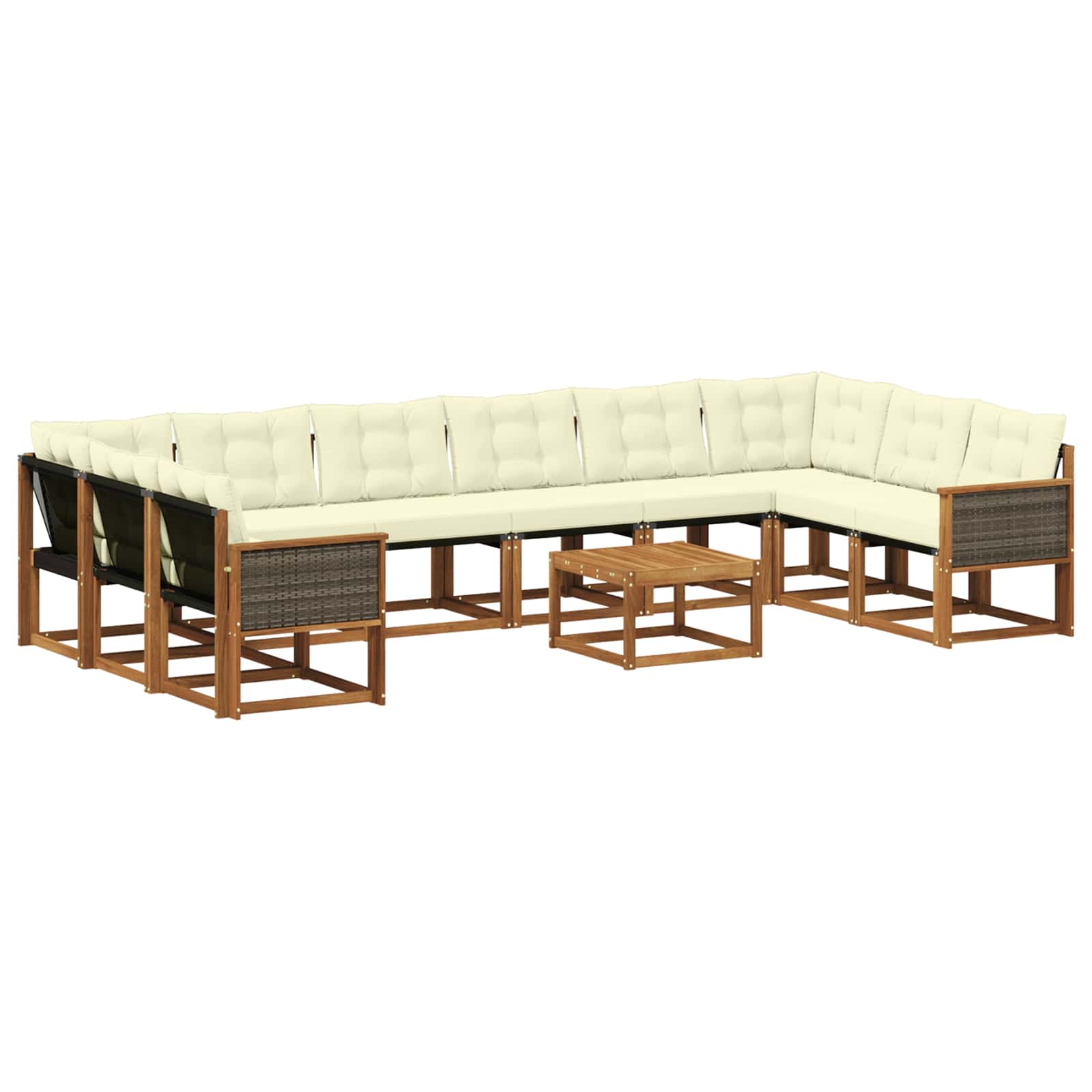 Outdoor-Sofagarnitur mit Kissen 11 pcs Natur und Creme