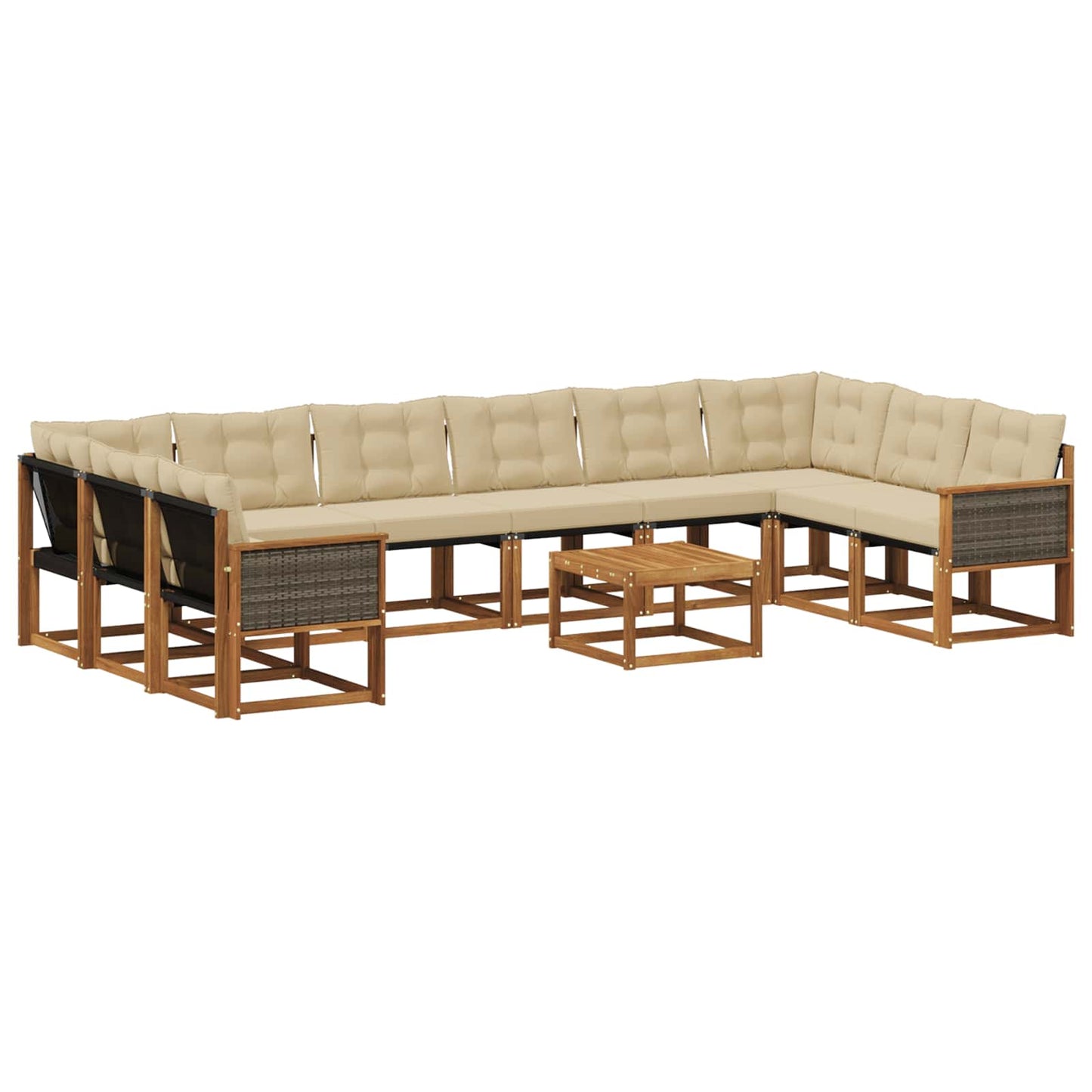 Outdoor-Sofagarnitur 11 stk. Natur und Beige