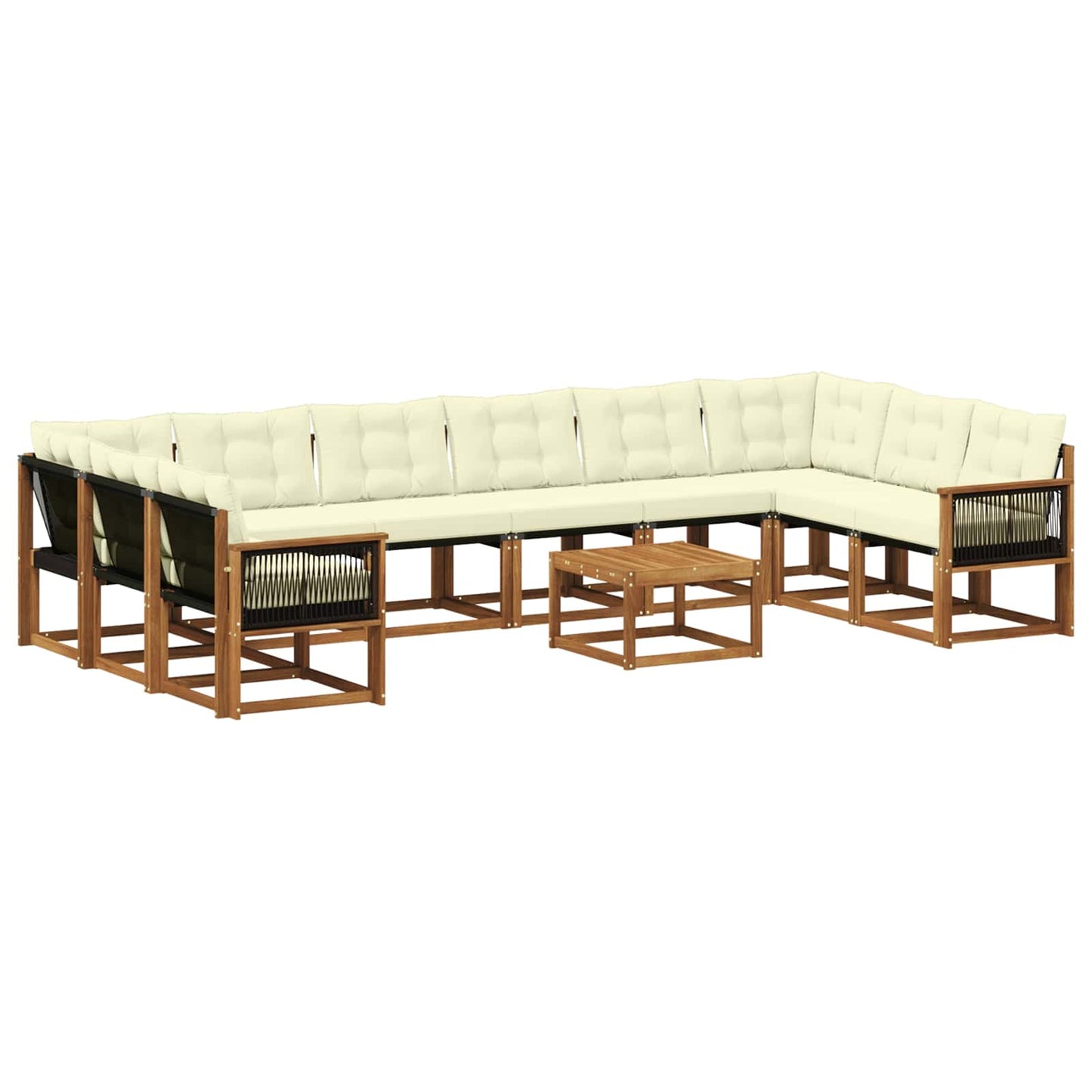 Outdoor-Sofagarnitur mit Kissen 11 pcs Natur und Creme
