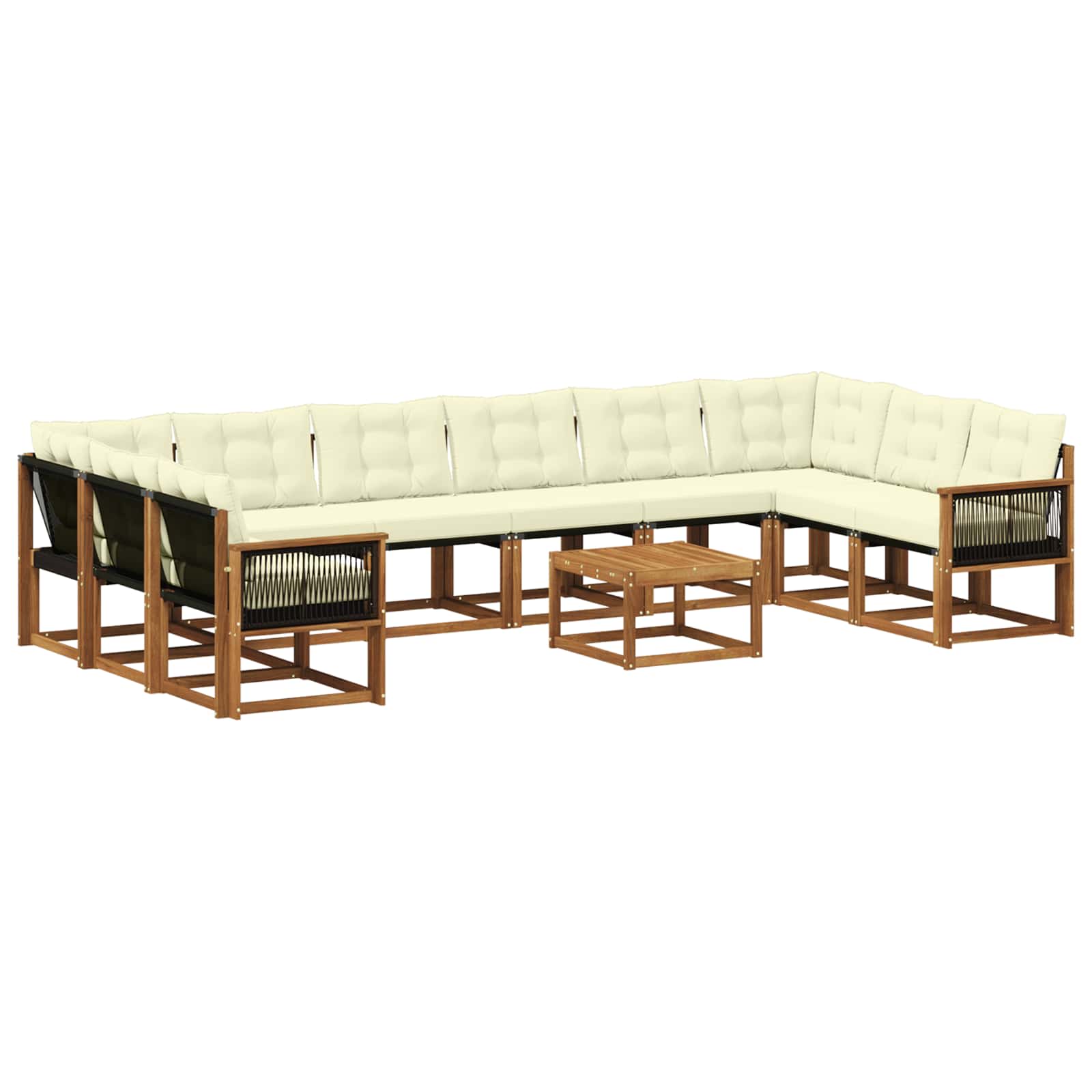 Outdoor-Sofagarnitur mit Kissen 11 pcs Natur und Creme
