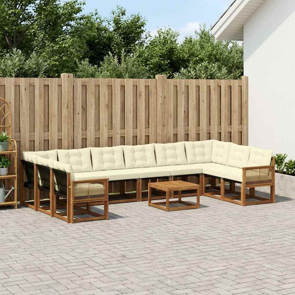 Outdoor-Sofagarnitur 11 stk. Natur und Creme
