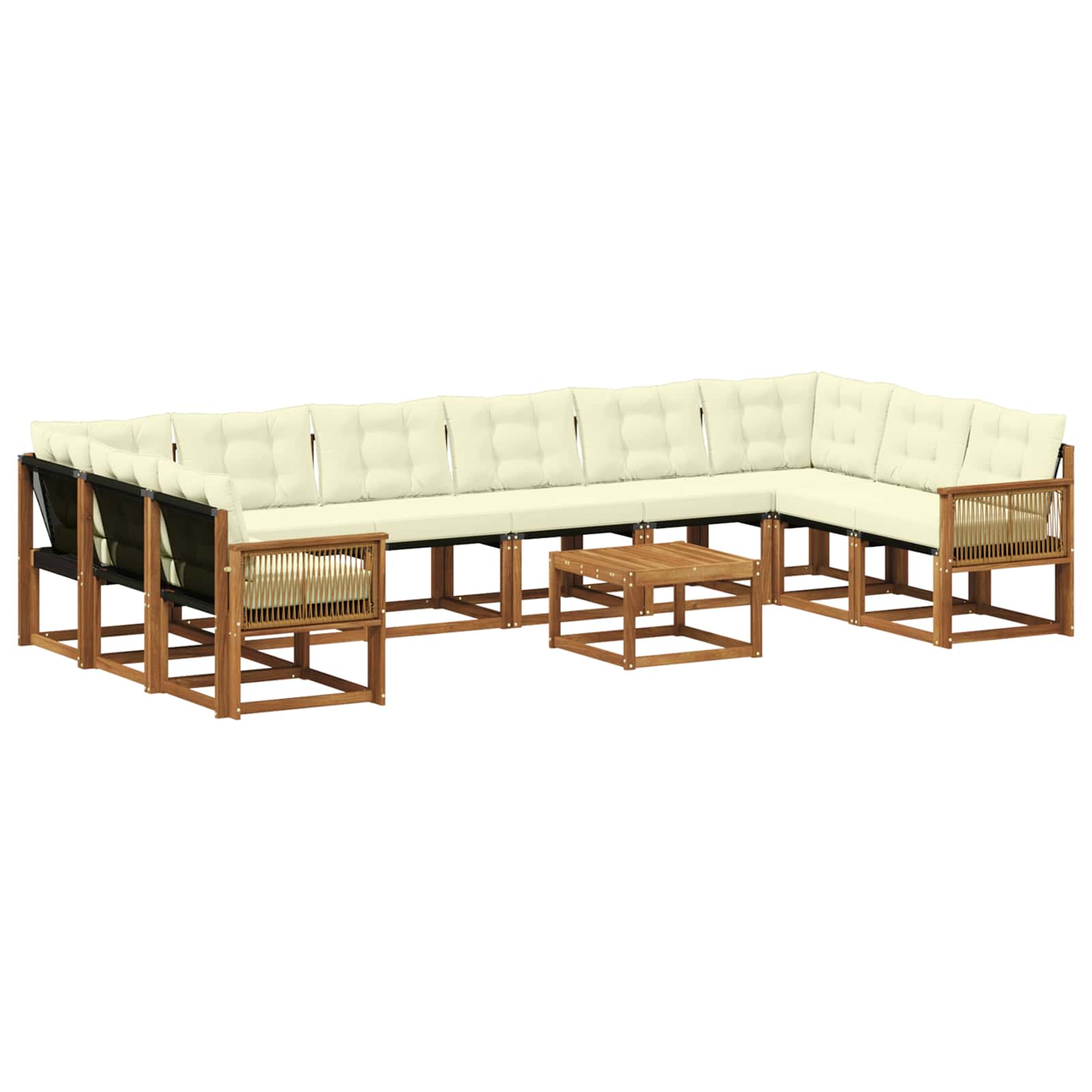 Outdoor-Sofagarnitur 11 stk. Natur und Creme