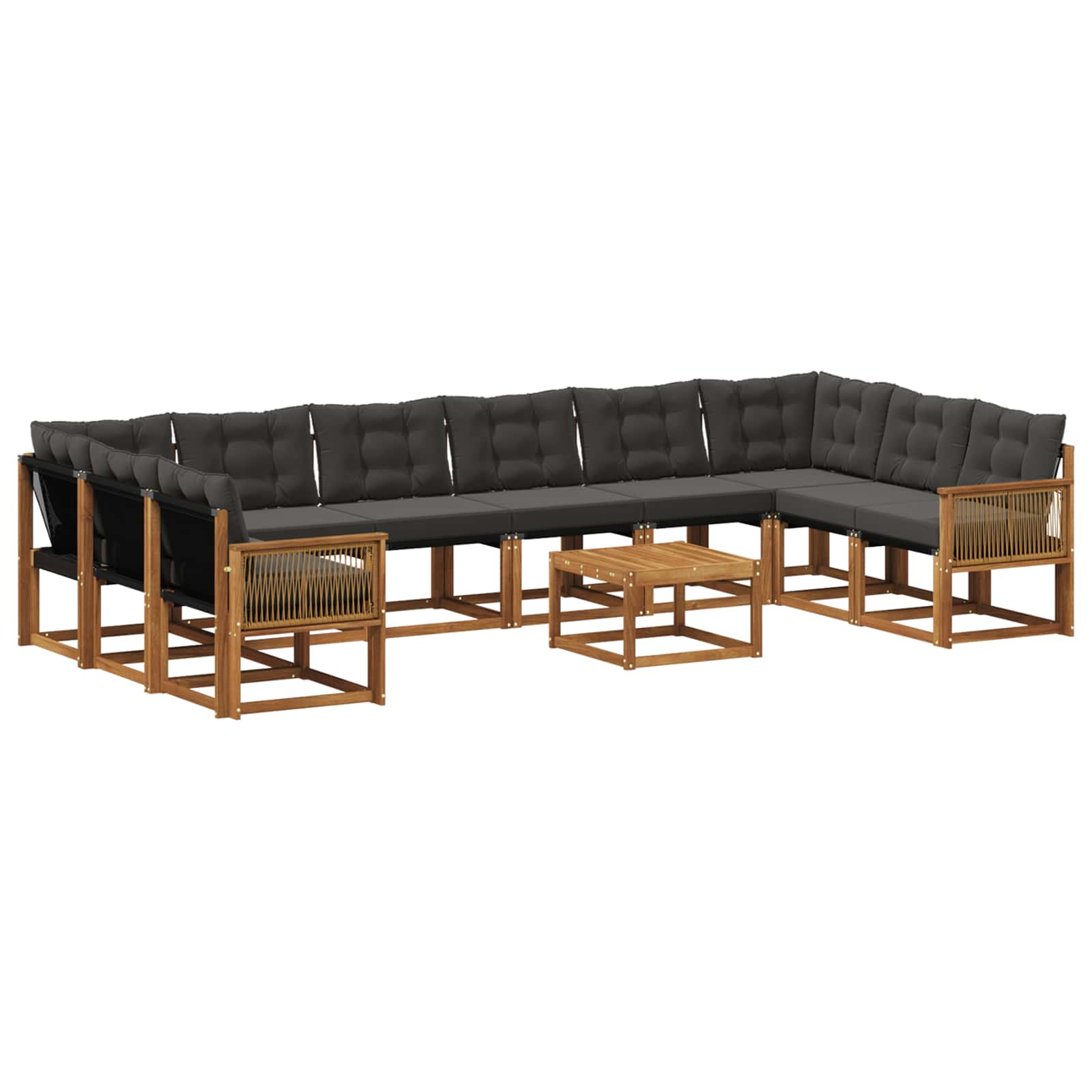 Outdoor-Sofagarnitur mit Kissen 11 pcs Natürlich und Schwarz