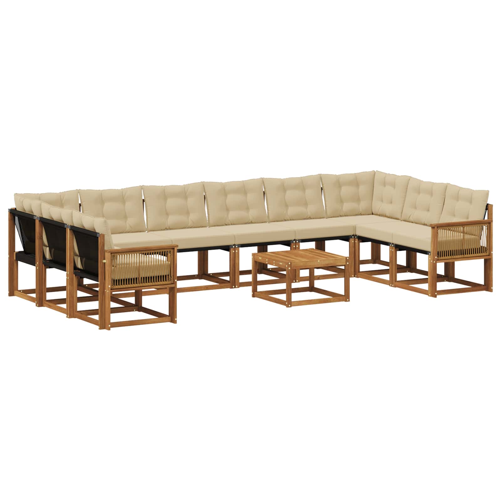 Outdoor-Sofagarnitur 11 stk. Natur und Beige