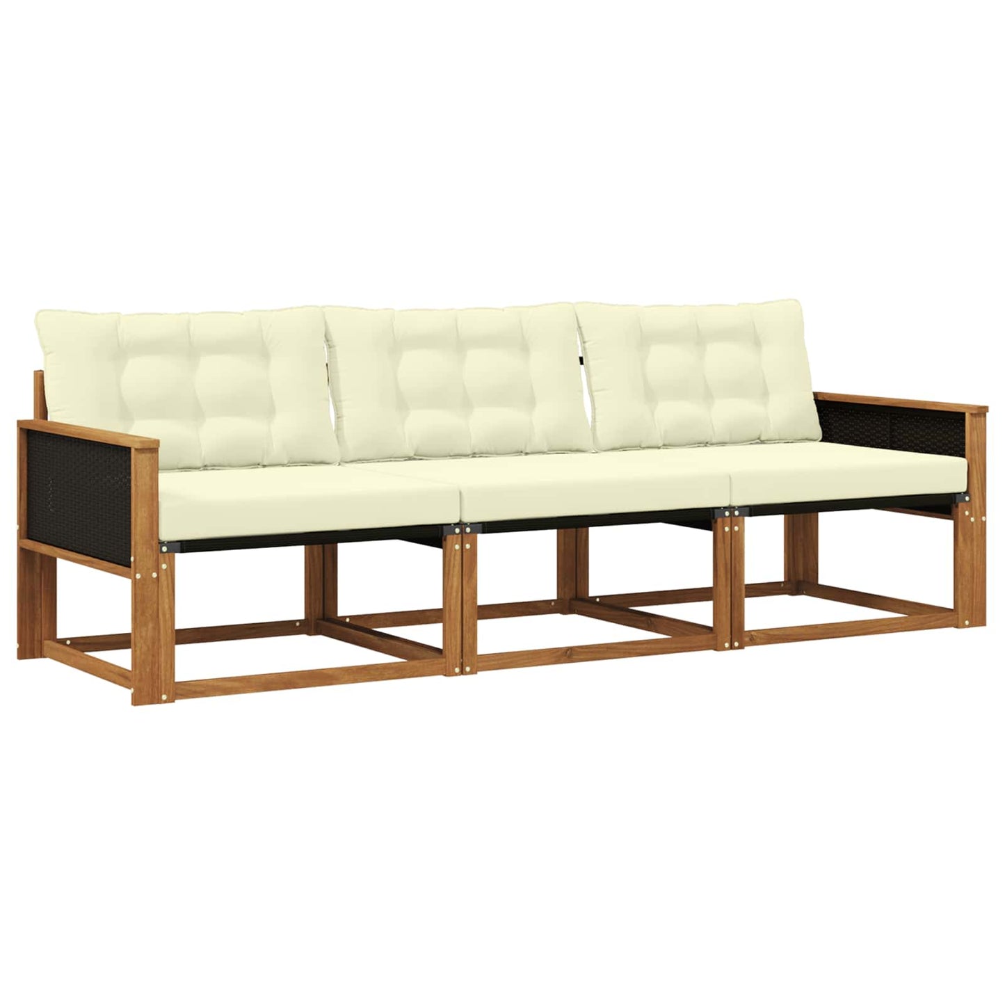 Outdoor-Sofagarnitur 3 stk. Natur und Creme
