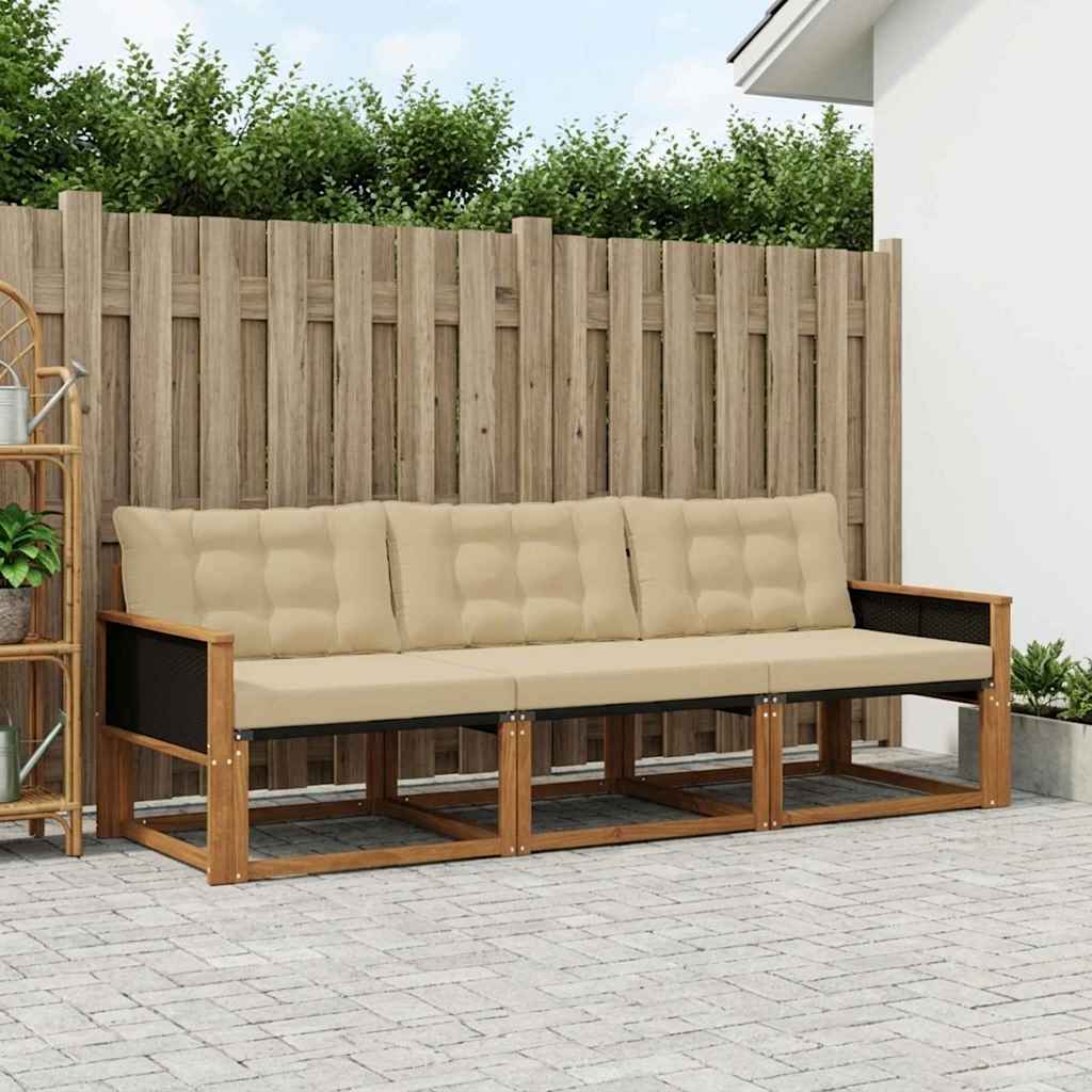 Outdoor-Sofagarnitur 3 stk. Natur und Beige