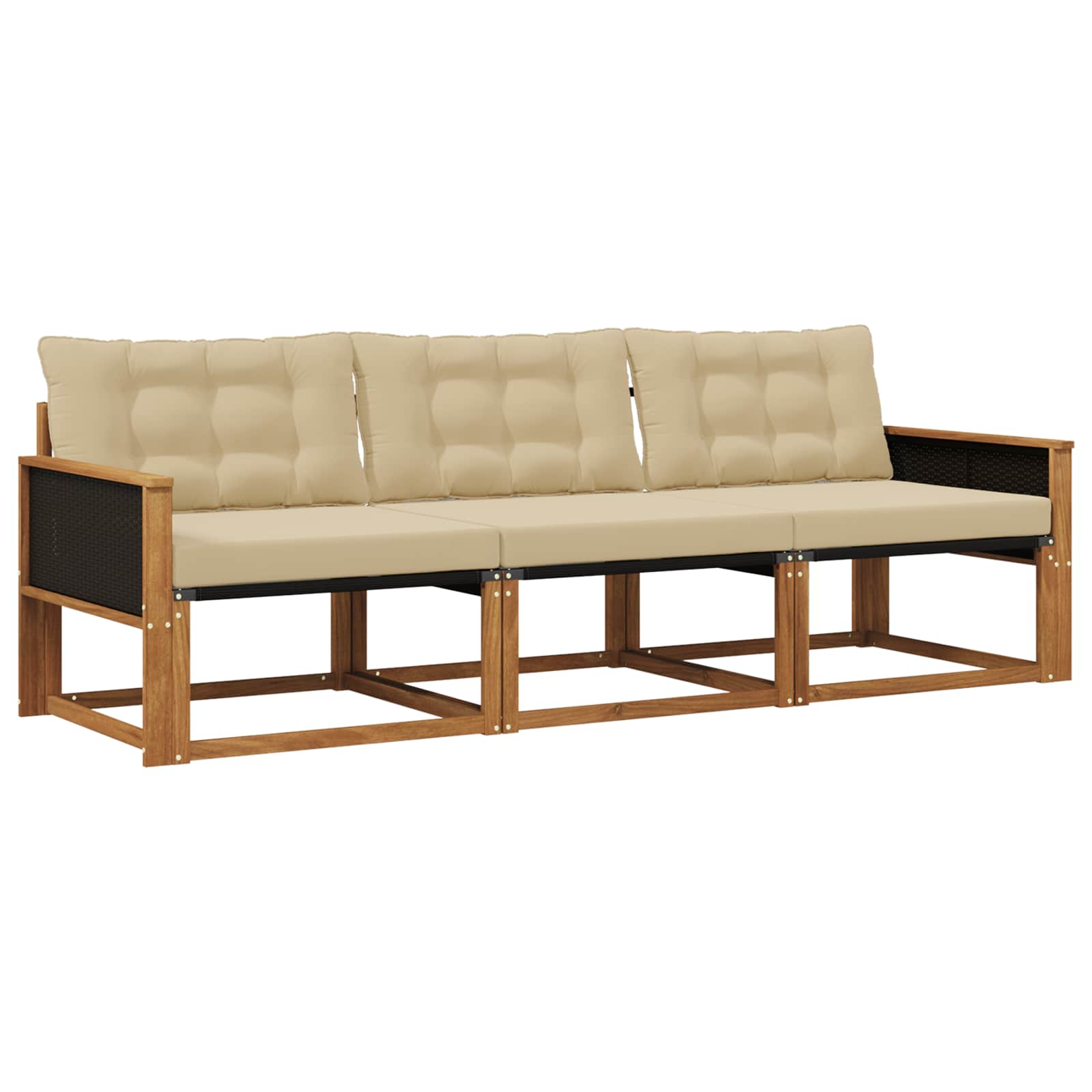Outdoor-Sofagarnitur 3 stk. Natur und Beige