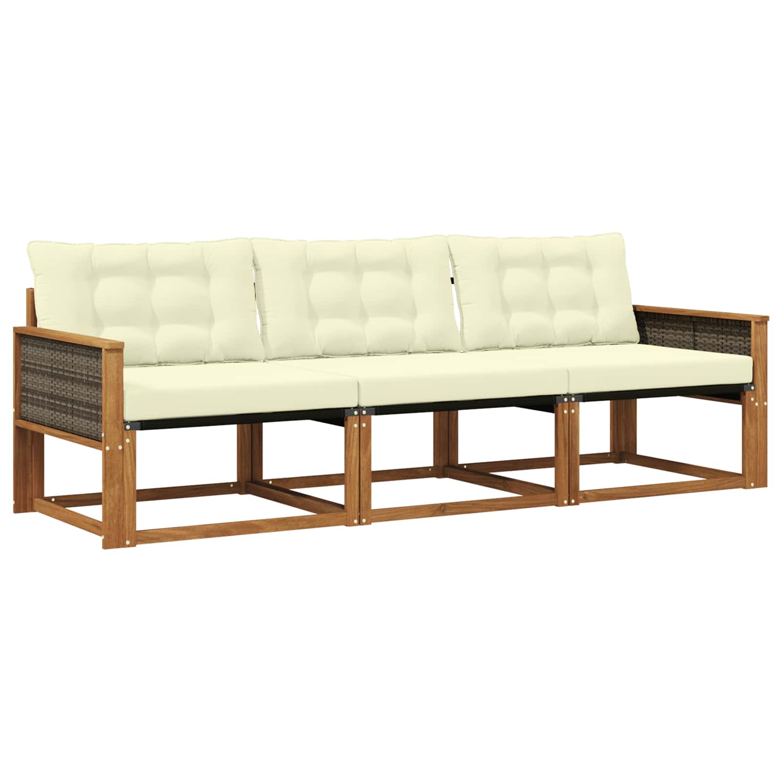 Outdoor-Sofagarnitur mit Kissen 3 pcs Natur und Creme