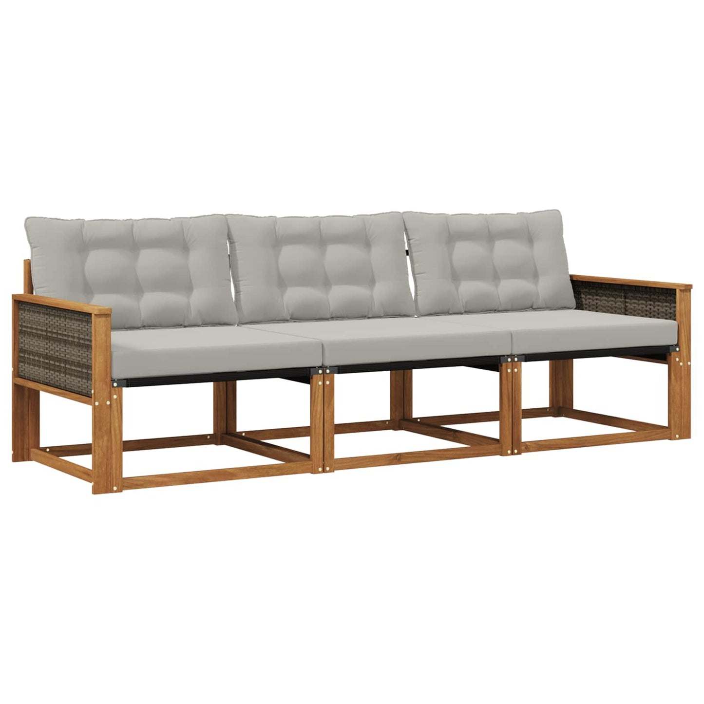 Outdoor-Sofagarnitur mit Kissen 3 pcs Natürlich und Hellgrau