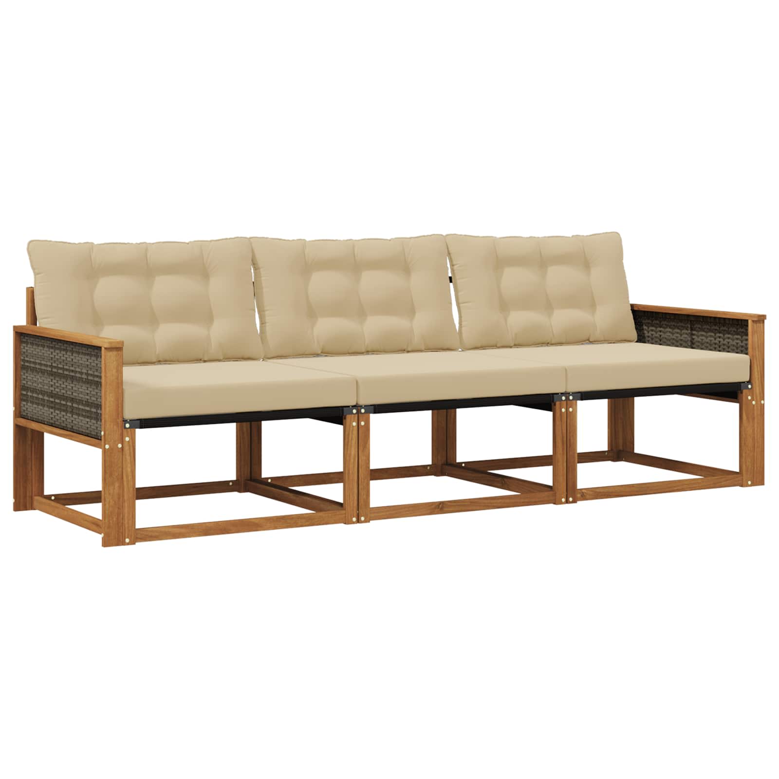 Outdoor-Sofagarnitur mit Kissen 3 pcs Natur und Beige