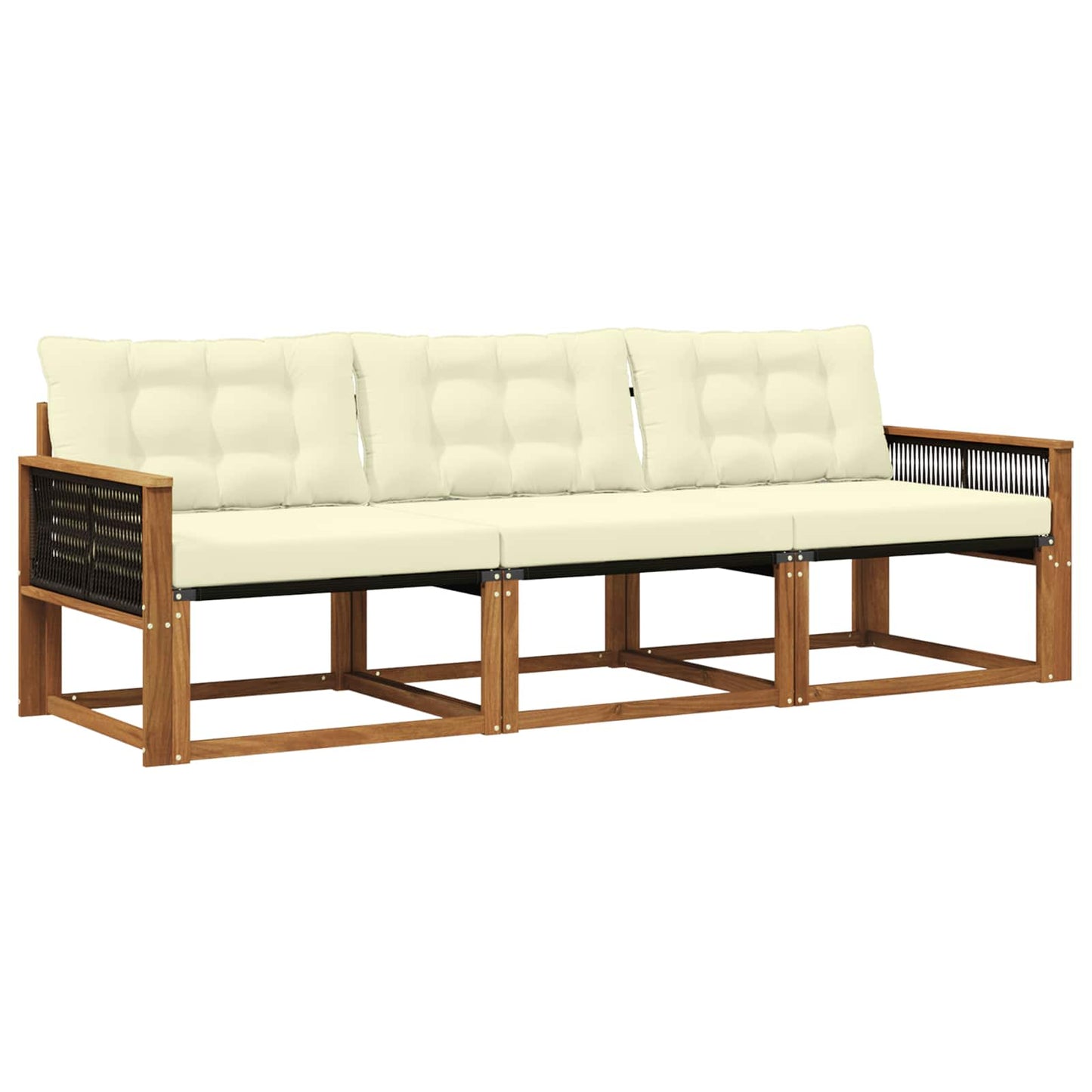 Outdoor-Sofagarnitur mit Kissen 3 pcs Natur und Creme