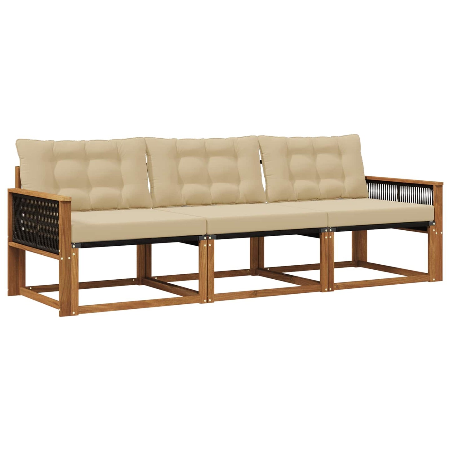 Outdoor-Sofagarnitur mit Kissen 3 pcs Natur und Beige