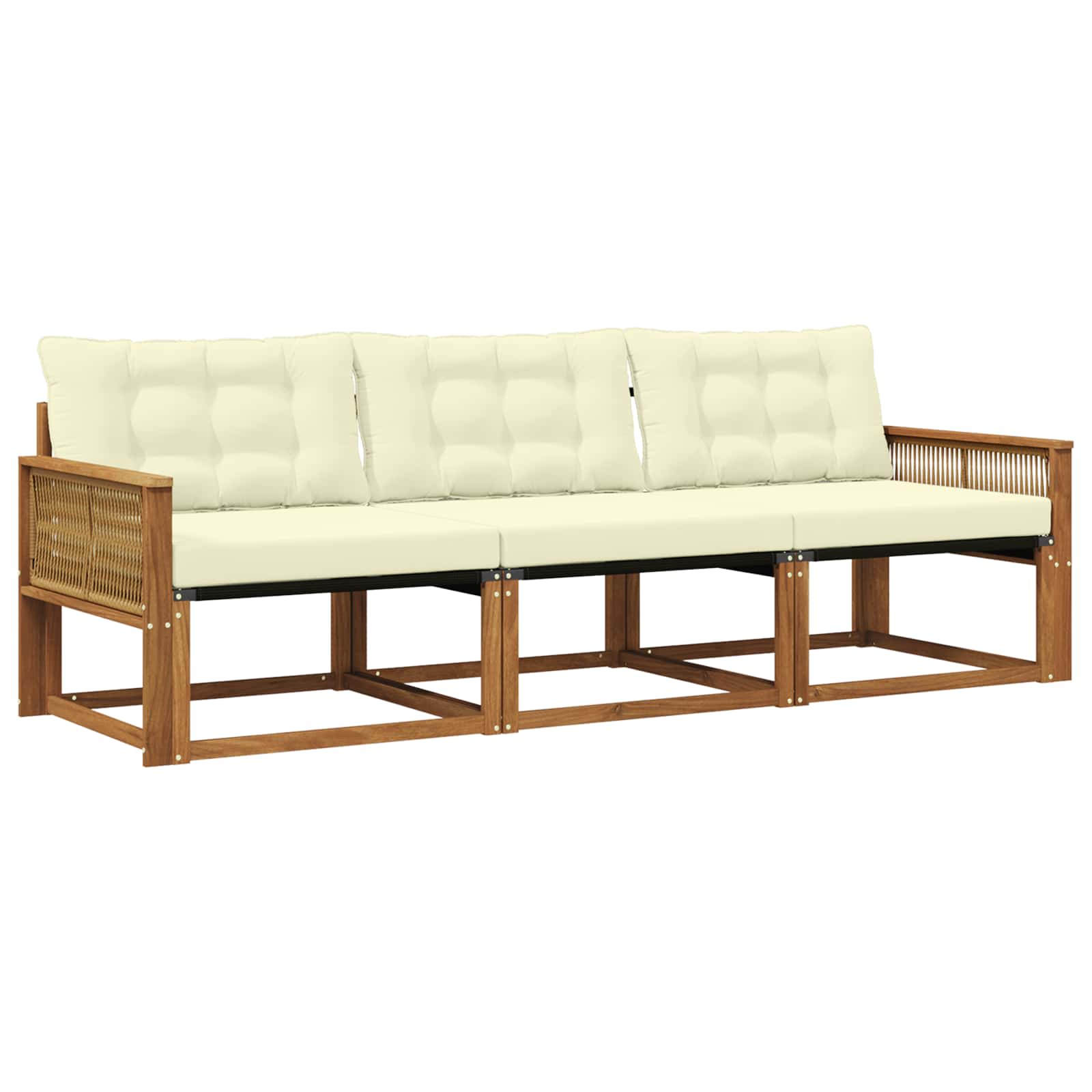 Outdoor-Sofagarnitur mit Kissen 3 pcs Natur und Creme