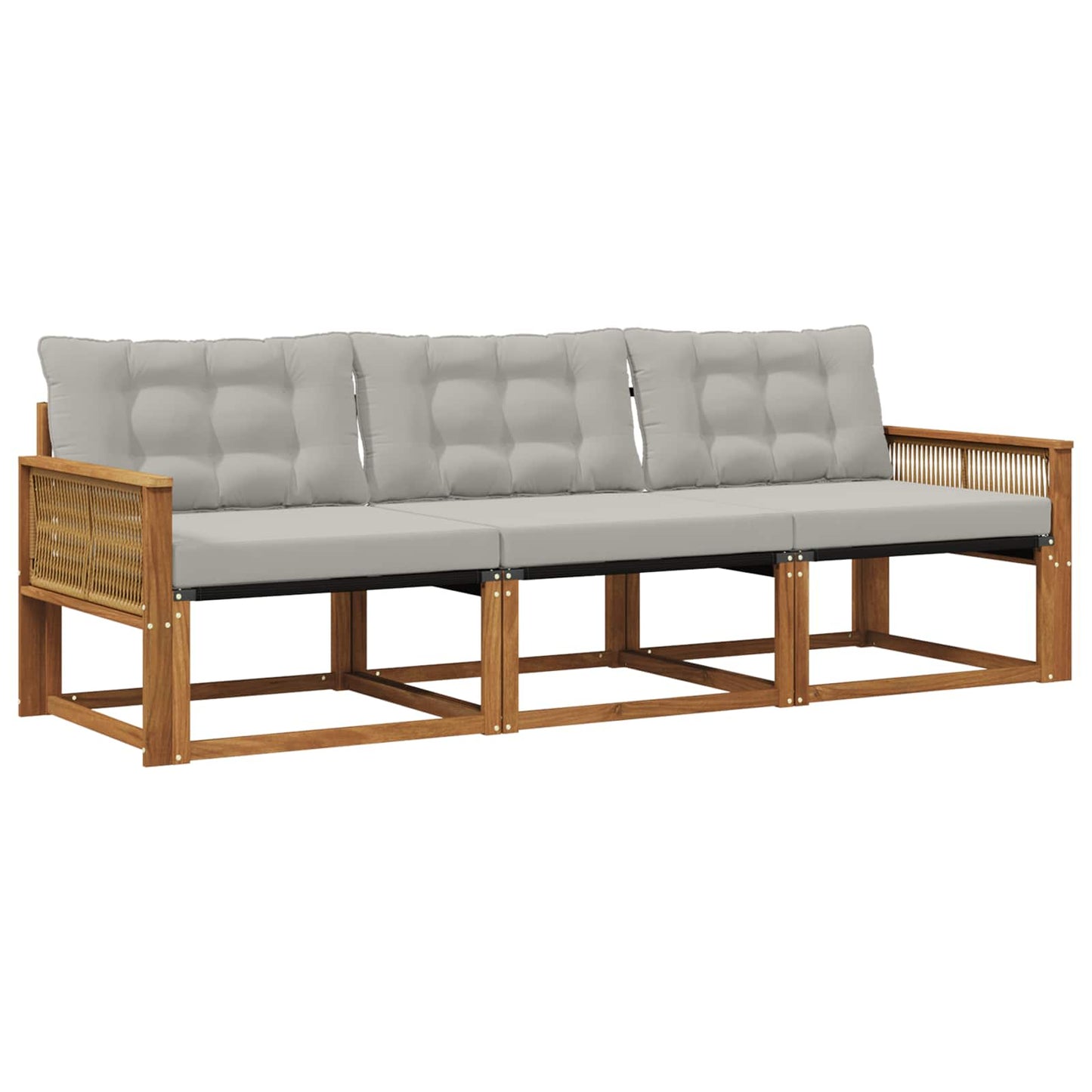 Outdoor-Sofagarnitur mit Kissen 3 pcs Natürlich und Hellgrau