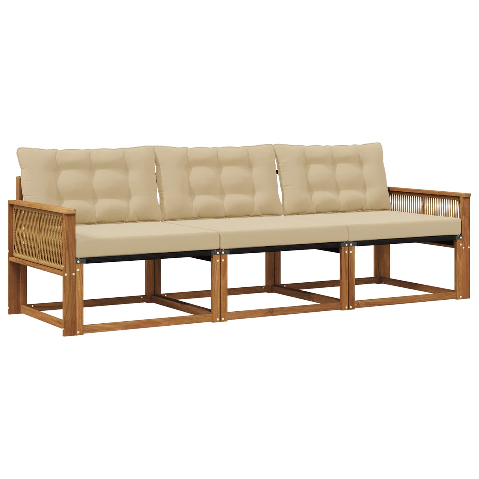 Outdoor-Sofagarnitur mit Kissen 3 pcs Natur und Beige