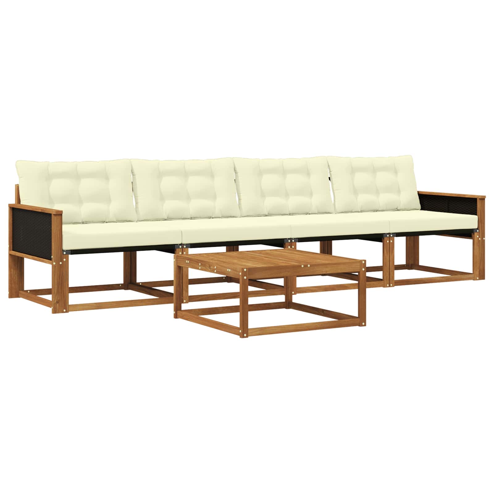 Outdoor-Sofagarnitur mit Kissen 5 pcs Natur und Creme