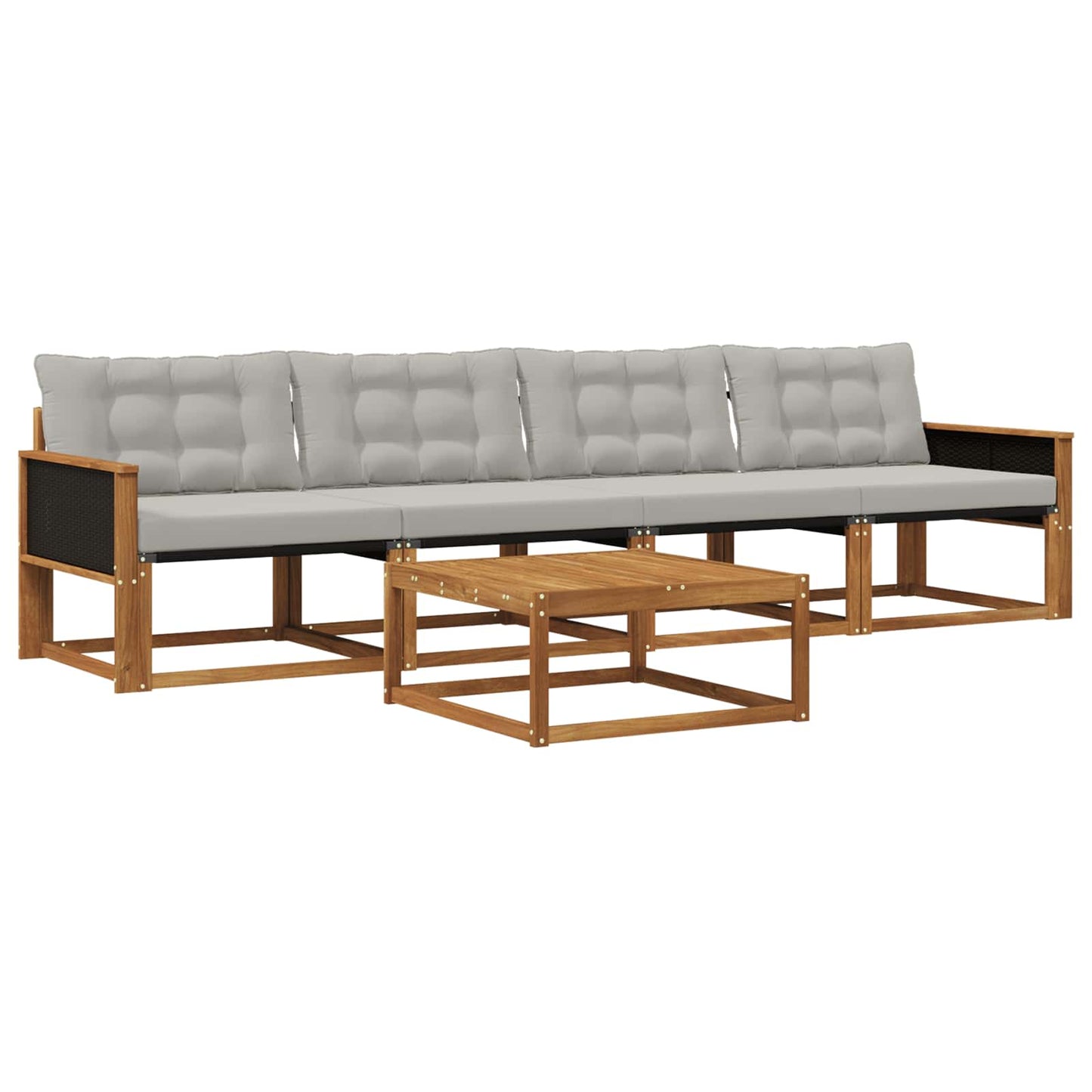 Outdoor-Sofagarnitur mit Kissen 5 pcs Natürlich und Hellgrau