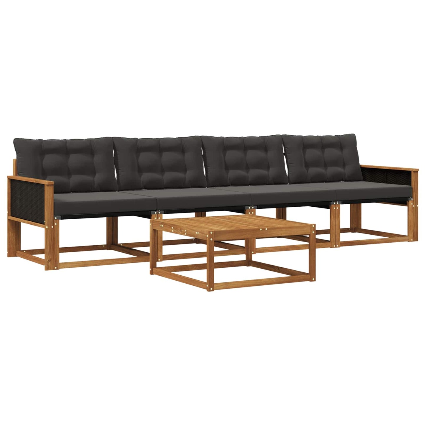 Outdoor-Sofagarnitur mit Kissen 5 pcs Natürlich und Schwarz